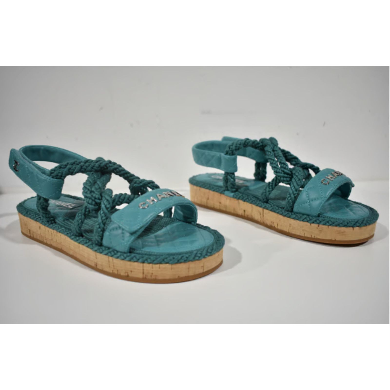 Chanel Chanel 21S Dad Green Blue Cord Rope CC Quilted Mule Size US 10 / IT 40 - 9 Thumbnail