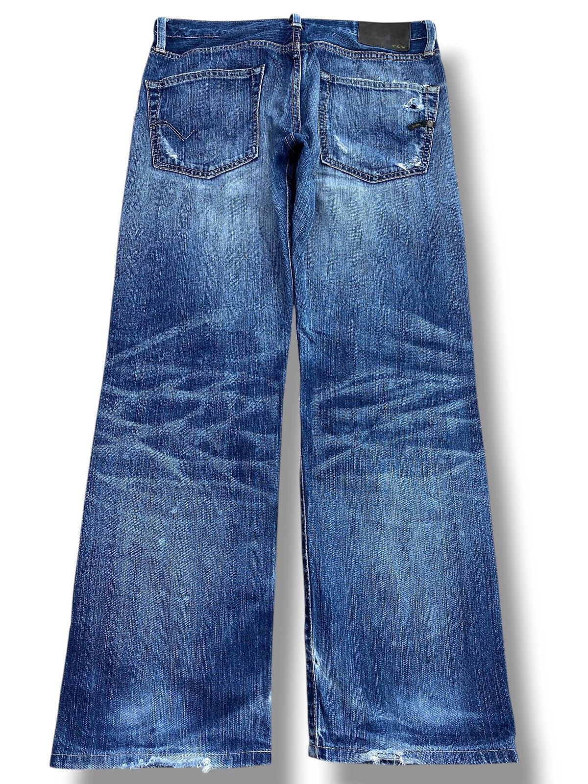 Edwin Vintage Edwin 503 Blue Wash Distress Patch Style Loose Jeans Size US 31 - 3 Thumbnail