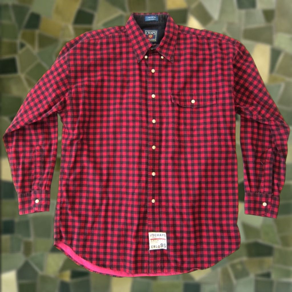 Ralph Lauren VINTAGE Ralph Lauren Chaps Shirt Men L Ski Pass Flannel 100% Cotton Red Black Plaid Button-Up Collared 100% Cotton Mens Size US L / EU 52-54 / 3 - 1 Thumbnail