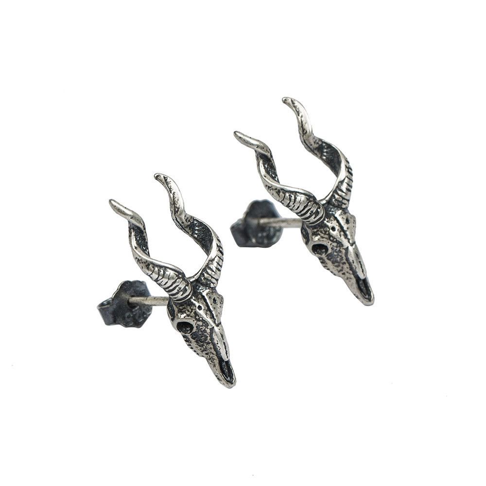Jewelry Sheep Skeleton Demon Rare Earrings One Pairs Chrome Jewelry Size ONE SIZE - 6 Thumbnail