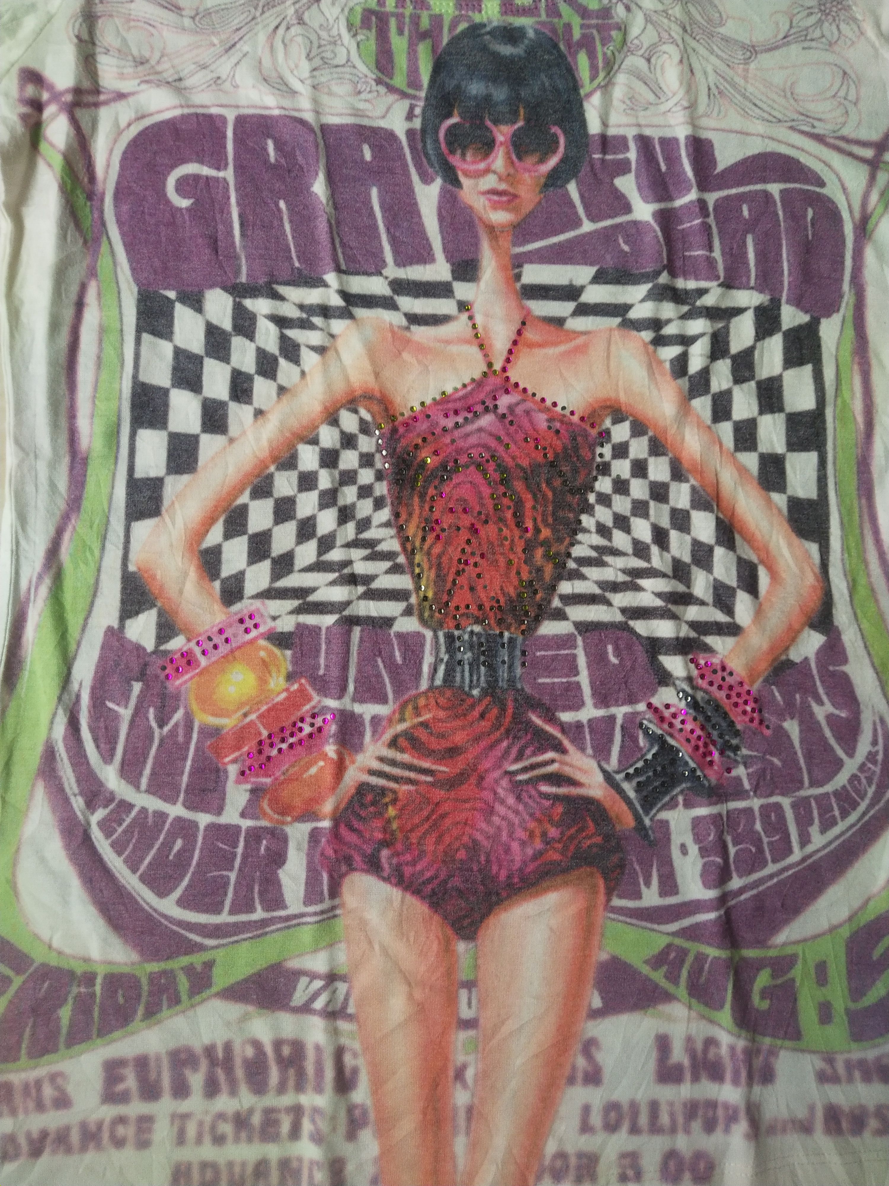 Hysteric Glamour 2000s Velvet 78 Art Graphic Rhinestone Tee Y2K Vintage Size M / US 6-8 / IT 42-44 - 3 Thumbnail