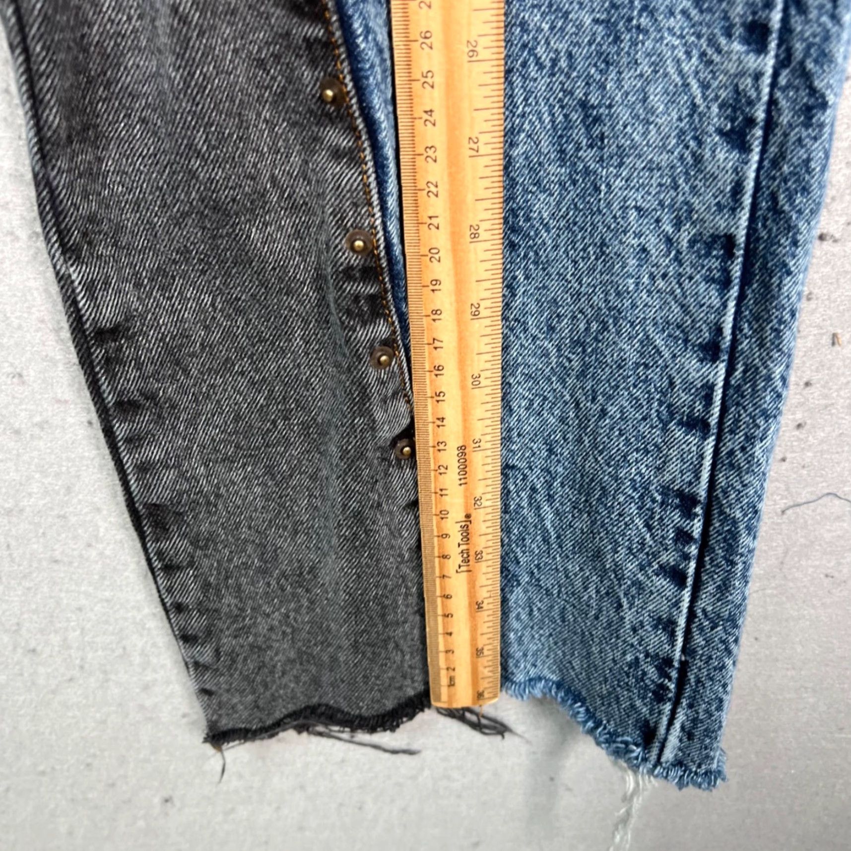 Denime PCFG Womens Jeans Two-Tone Denim With Contrast Panels & Raw Hem Size 6 Blue Straight 5-Pocket Rise High Inseam 27 Womens Size 28" / US 6 / IT 42 - 6 Thumbnail