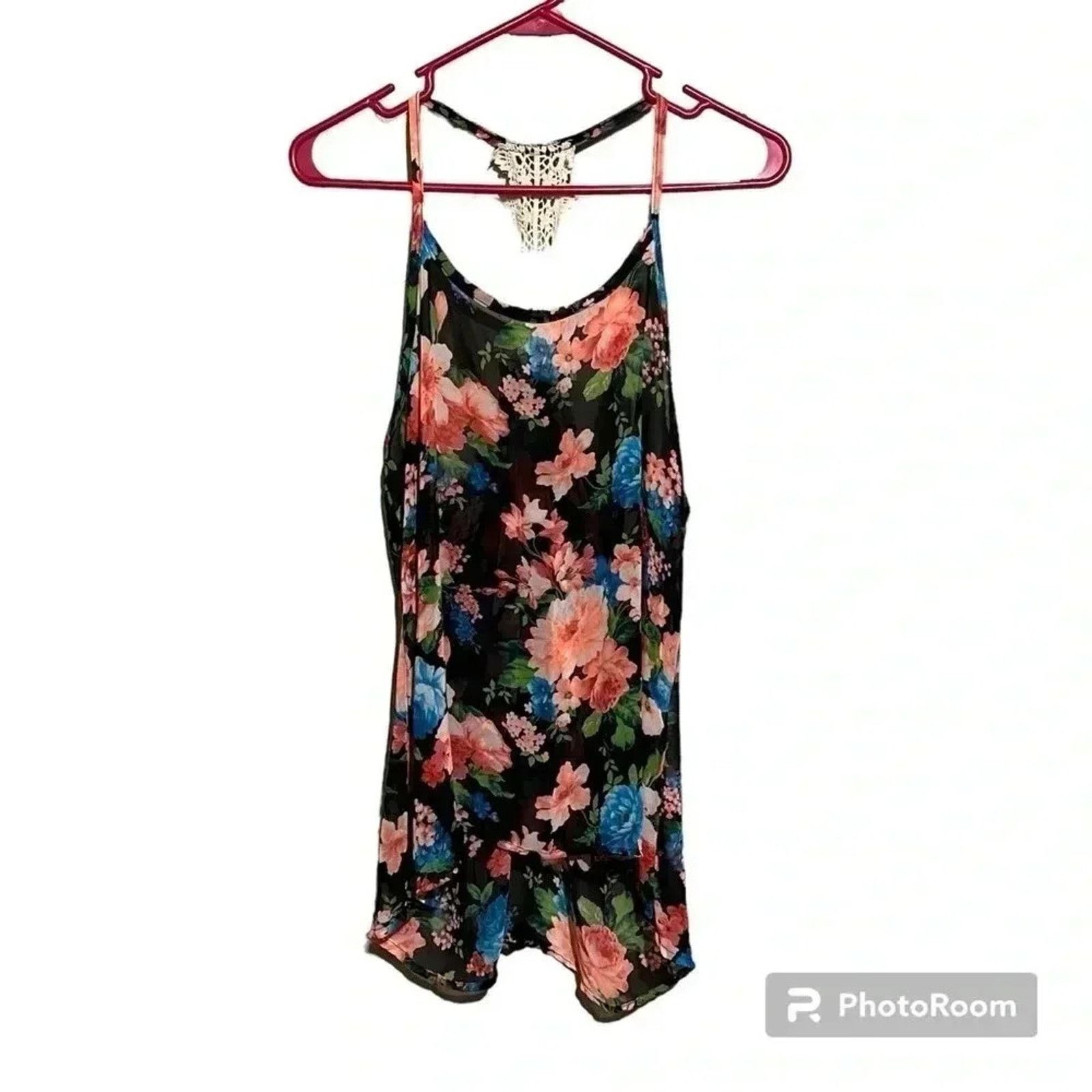 Other NOBLE U Floral Sheer Lace Racerback Tank Top Women’s Size M Size M / US 6-8 / IT 42-44 - 1 Thumbnail