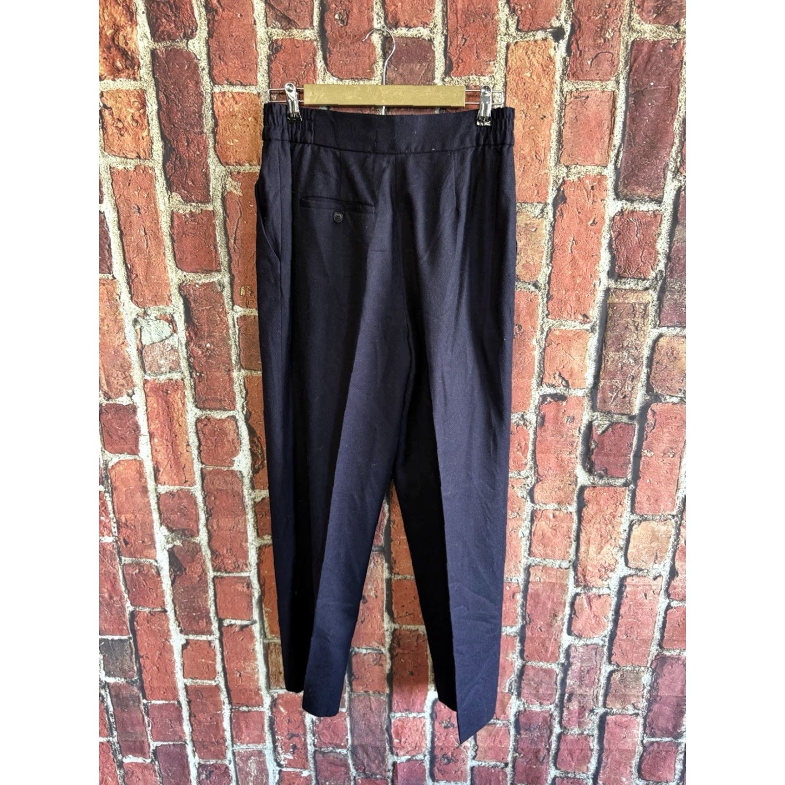 Vintage Harve Bernard Sport Women’s Wool Blue Pants Side Zip Ankle Slit 10 Size 32" / US 10 / IT 46 - 2 Thumbnail