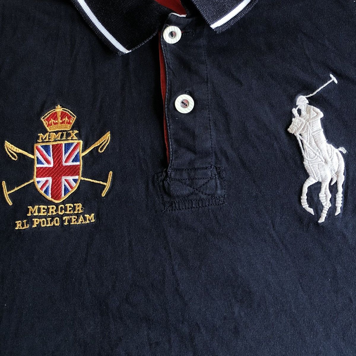 Polo Ralph Lauren Vintage Y2K Polo Ralph Lauren Big Pony Polo Shirt Navy Red Size US L / EU 52-54 / 3 - 3 Thumbnail