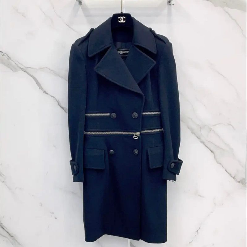 Balmain Balmain Women's Wool Black Coat 0089 Size S / US 4 / IT 40 - 1 Thumbnail