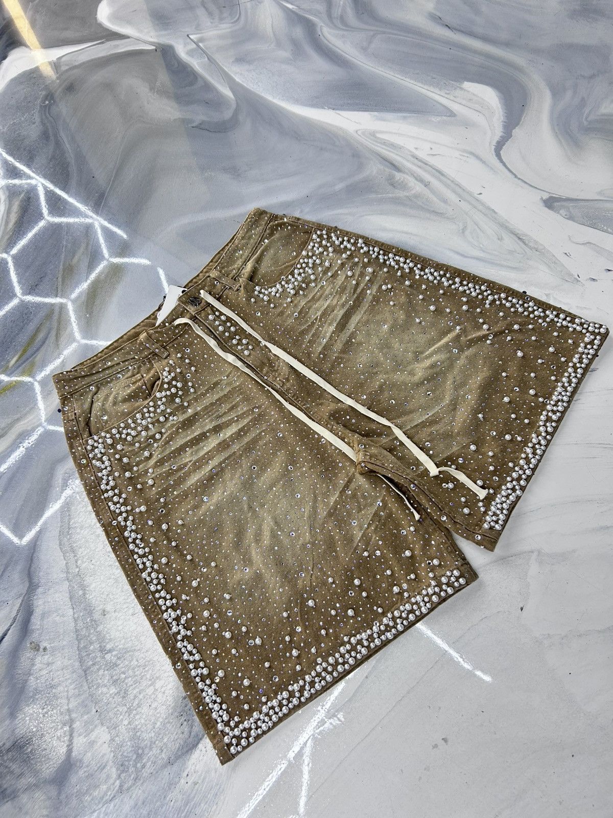 Vale Vale Tan Sandstorm Crystal Jean Shorts Size 36 Size US 36 / EU 52 - 4 Thumbnail