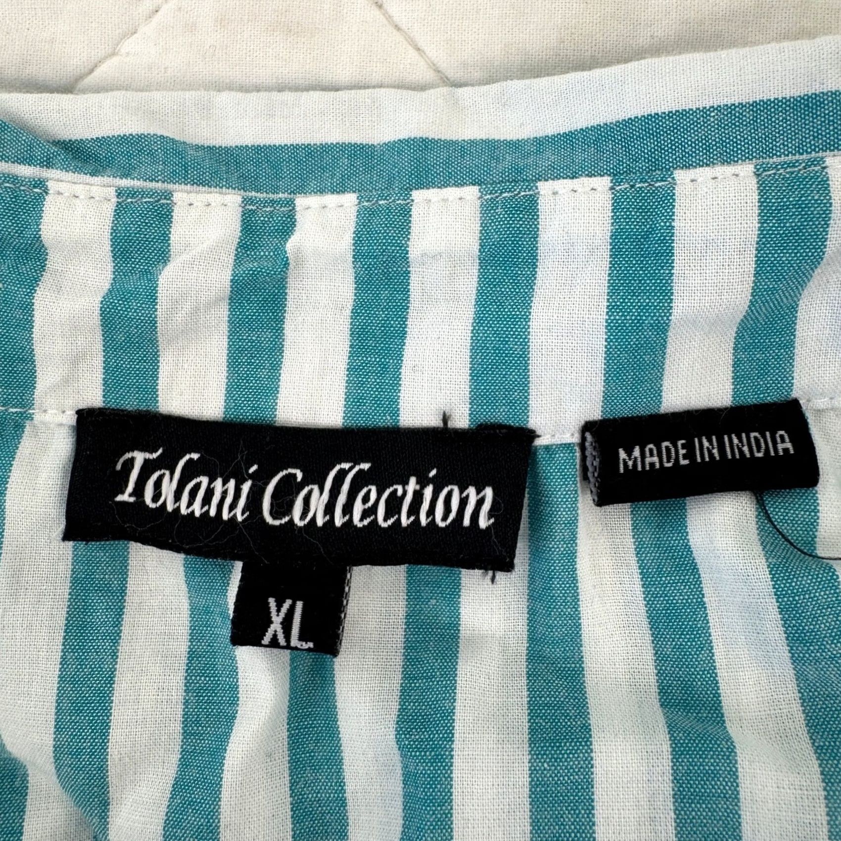 Vintage Tolani Collection Striped Floral Patchwork Mixed Media Button Down Shirt XL Women Size XL / US 12-14 / IT 48-50 - 3 Thumbnail