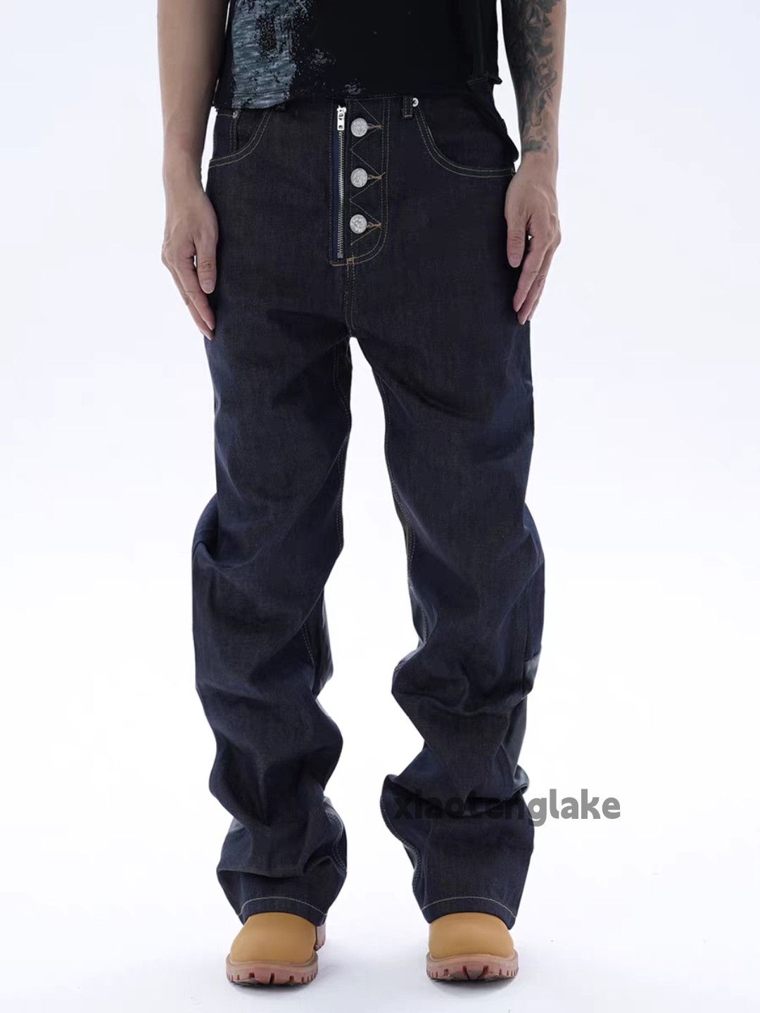STONE  デニム zx asaprocky travisscott style patchwork punk stack jeans