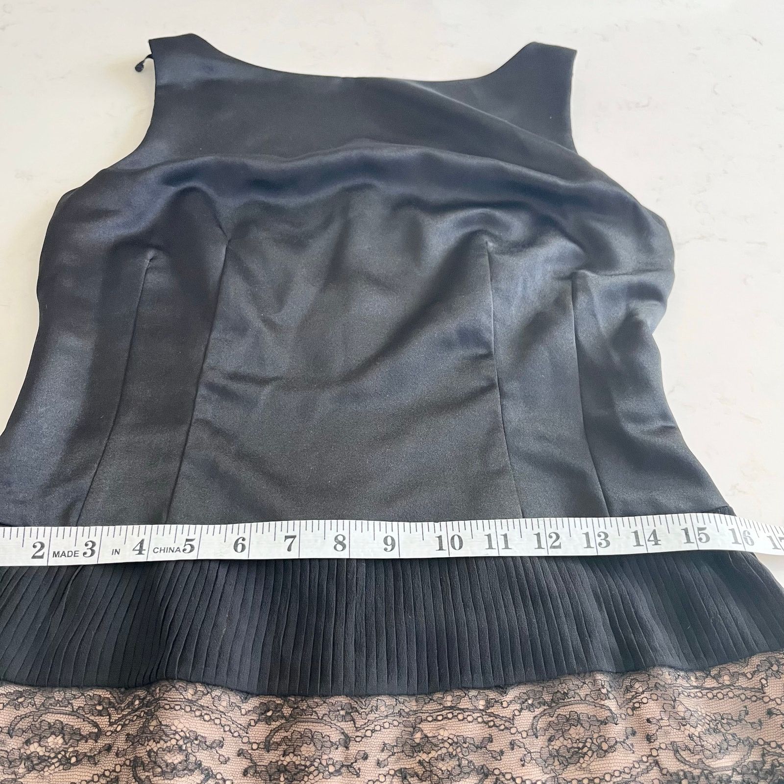 RED Valentino RED Valentino Black Satin Pleated Lace Panel Cocktail Dress Size M / US 6-8 / IT 42-44 - 12 Thumbnail
