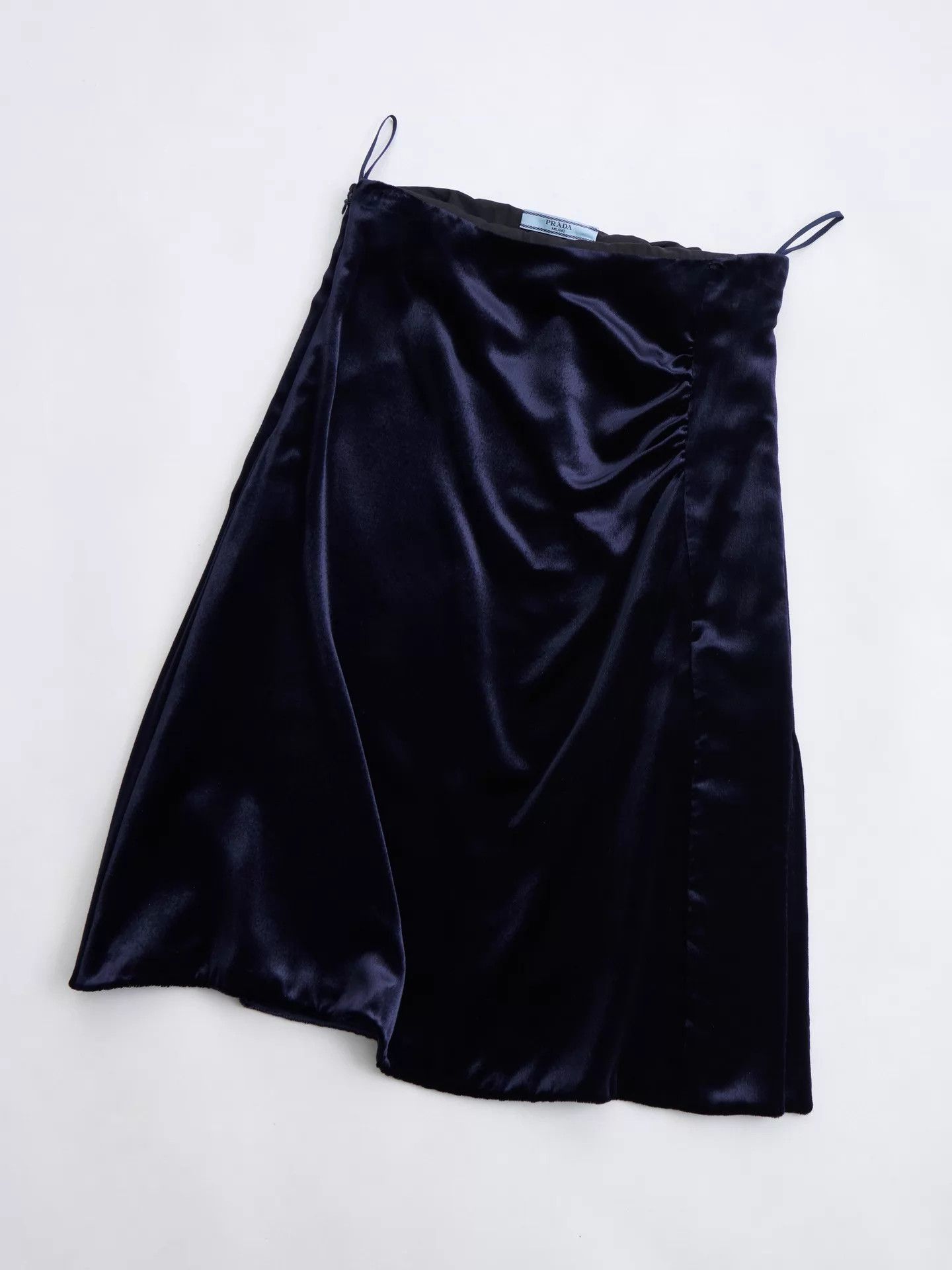 Prada PRADA Women's Velvet Sheen Pleated Skirt Deep Navy Size 25" / US 0 / IT 36 - 8 Thumbnail