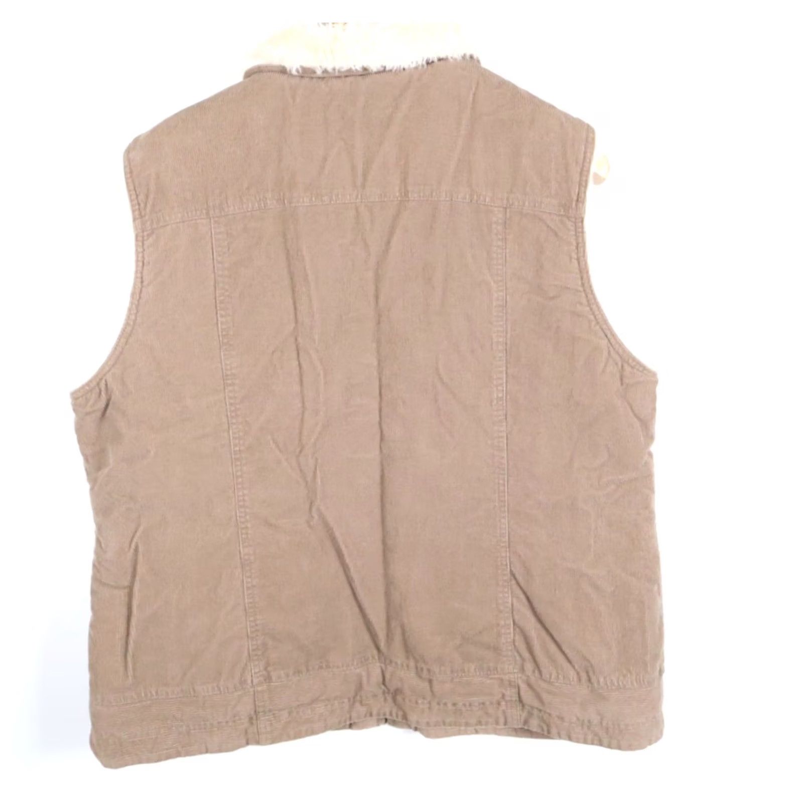 Vintage Guide Series Corduroy Vest Women 2XL Brown Zip Up Sherpa Lined Insulated Casual Bomber Jacket Style 90s Biker Outdoor Womens Size XXL / US 16-18 / IT 52-54 - 2 Thumbnail