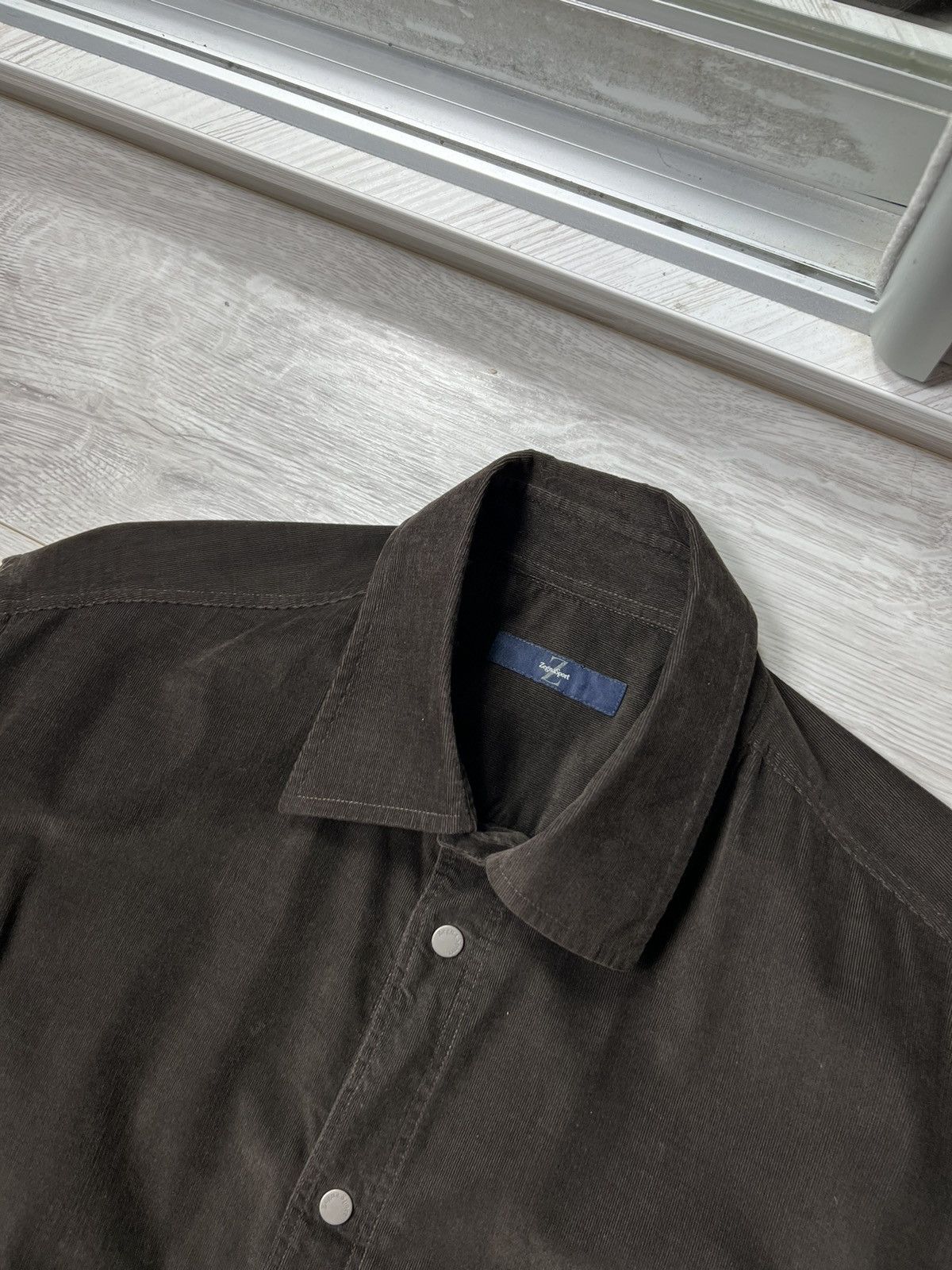 Ermenegildo Zegna Zegna Sort Corduroy Brown Long Sleeve Button Down Shirt Size US L / EU 52-54 / 3 - 6 Thumbnail