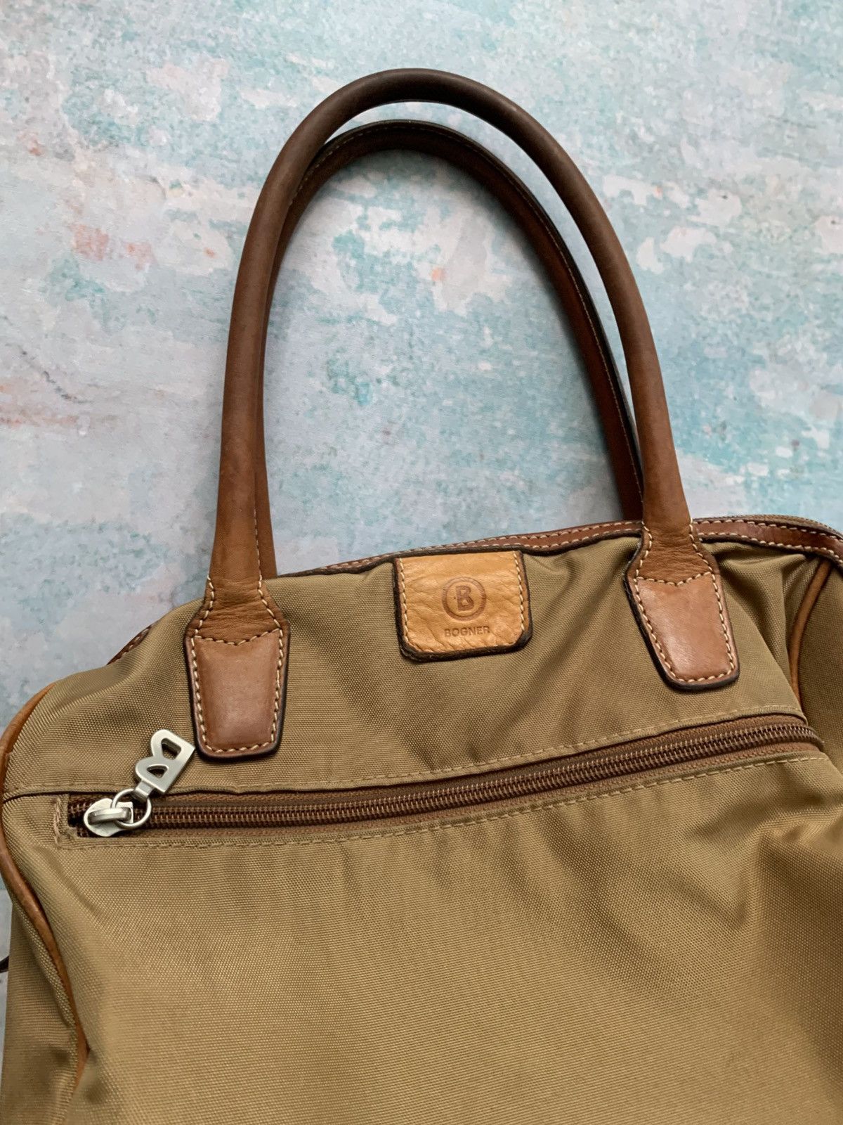 Bogner Vintage Bogner Shoulder Bag Womens Brown Canvas Leather Trim Size ONE SIZE - 3 Thumbnail