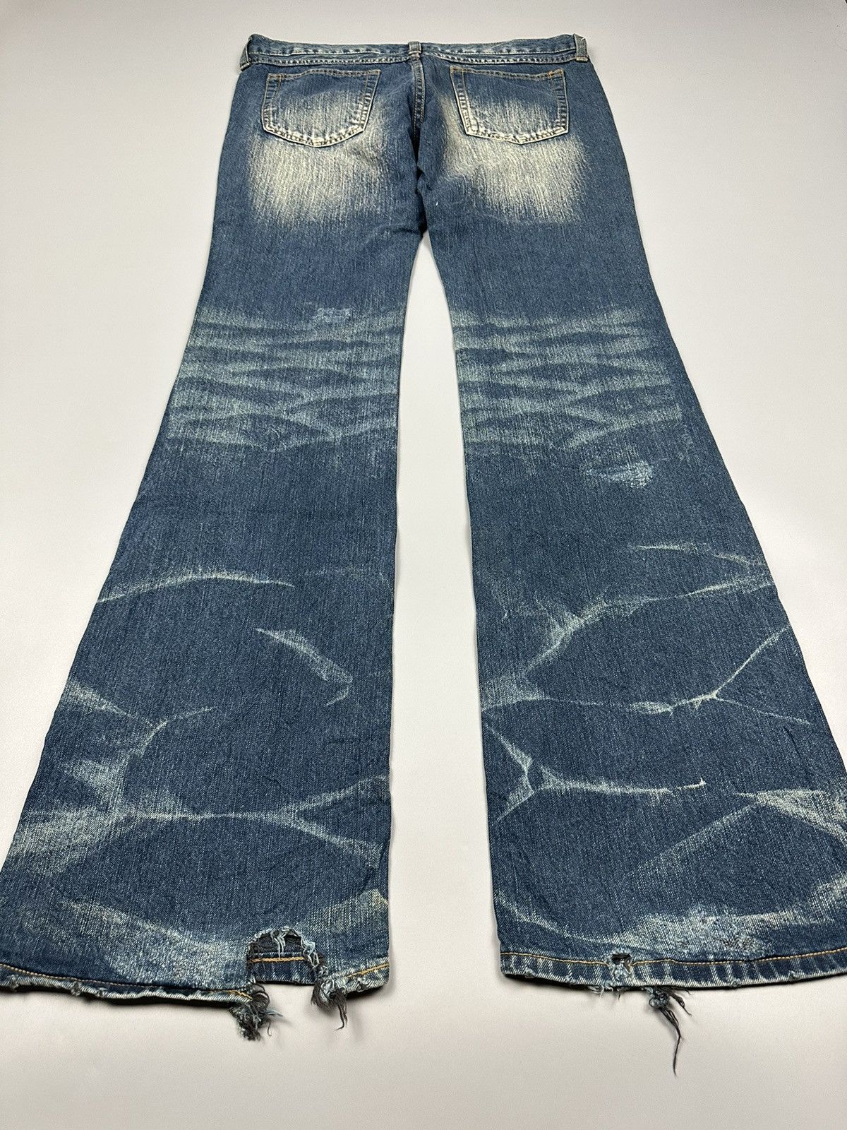 If Six Was Nine × Le Grande Bleu (L.G.B.) Vintage Jack Rose Sanko Co. Ltd Whiskered Flared Denim Size US 32 / EU 48 - 4 Thumbnail