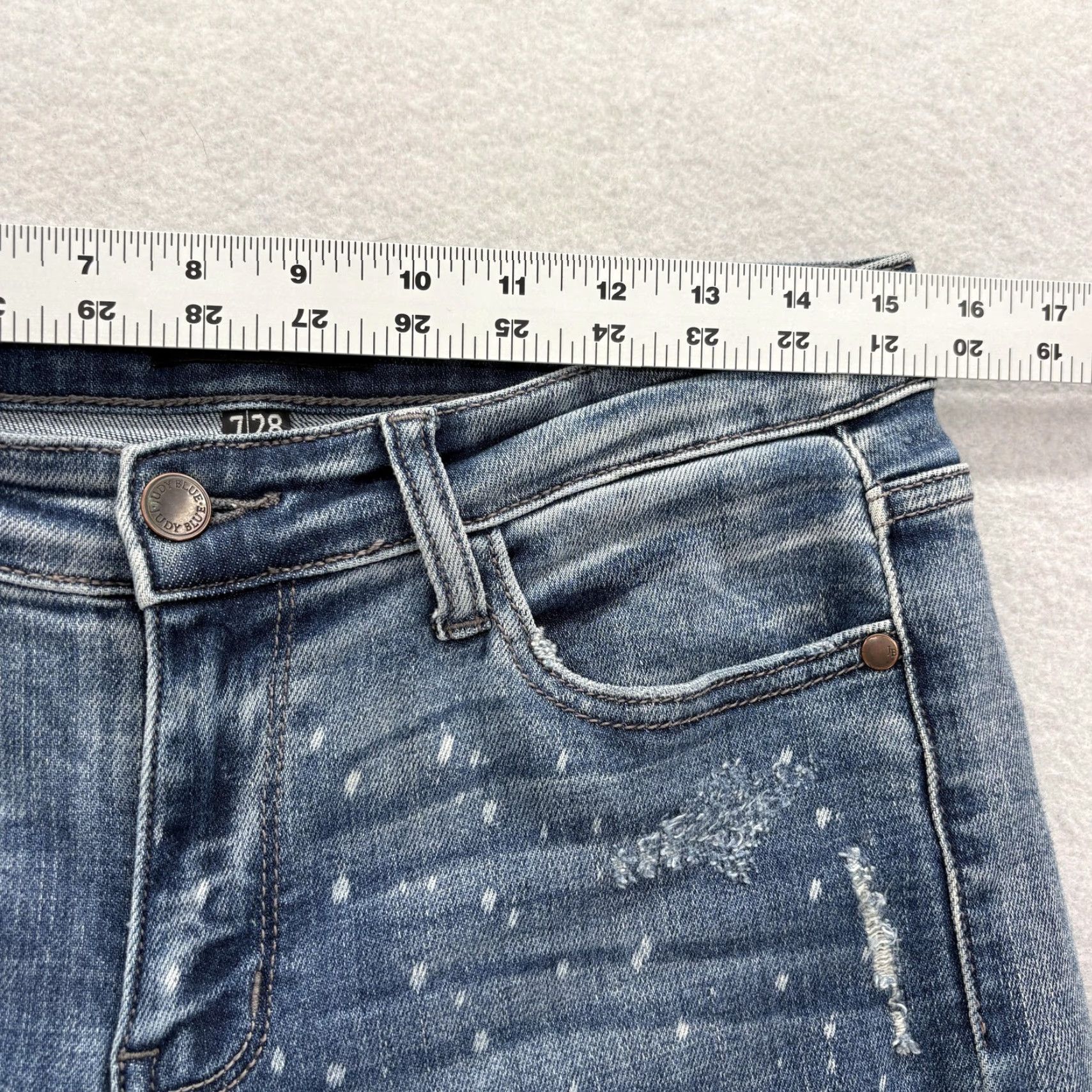 Denime Judy Blue Jeans Womens 28 Boyfriend Distressed Light Blue Denim 5-Pocket Stretch Mid Rise Relaxed Zip Closure Casual 90s Size 28" / US 6 / IT 42 - 6 Thumbnail