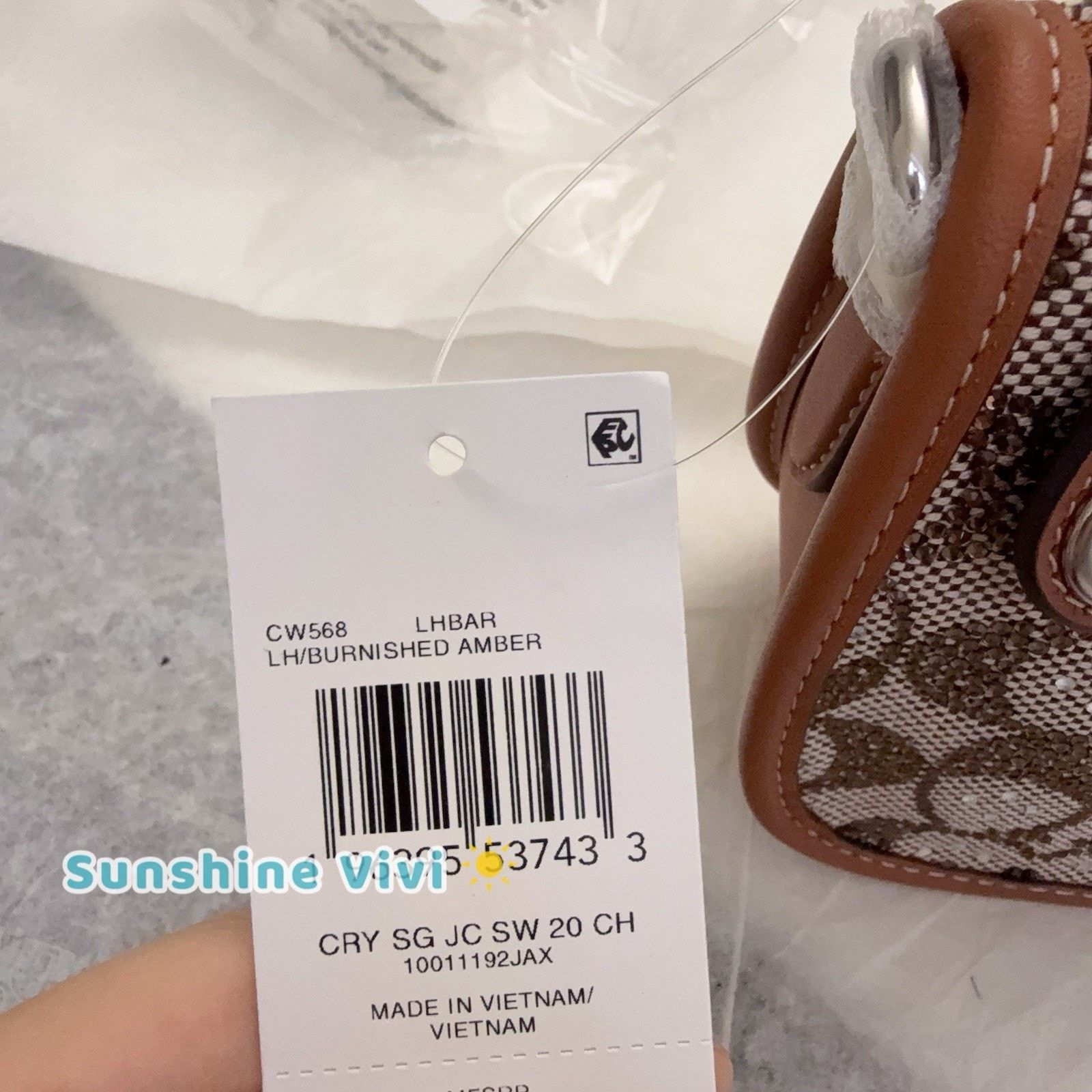 Coach NWT Coach Swinger 20 Bag Chain Crystal CW568 BURNISHED Amber Size ONE SIZE - 8 Thumbnail