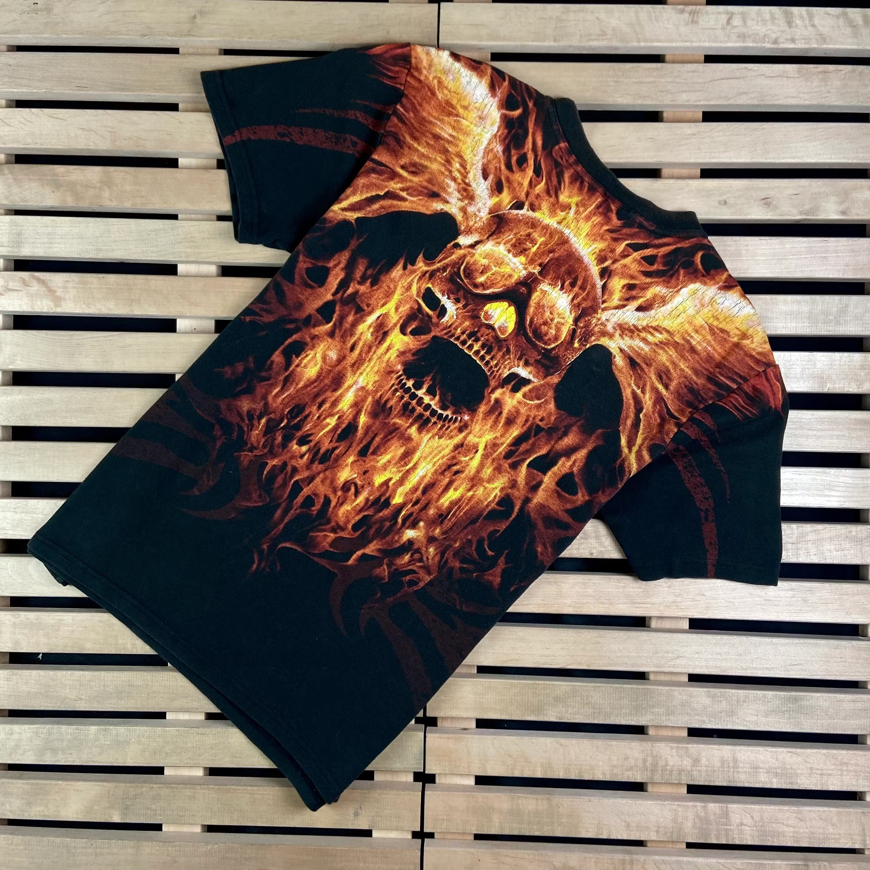 Band Tees × Vintage Mens Vintage T Shirt Spiral Skulls Size M Back Print Size US M / EU 48-50 / 2 - 7 Thumbnail