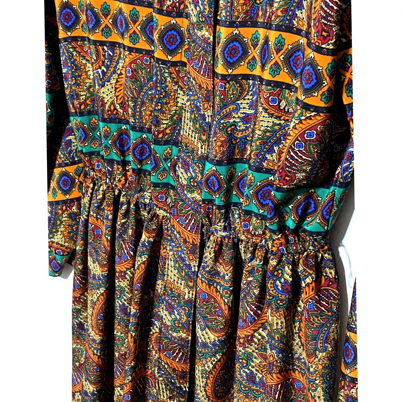 Etro VTG Lady Carol New York Paisley Pleated Dress Women 6P Secretary Retro Boho USA Shirt Dress Midi Multicolor Paisley 70s 80s Womens Size M / US 6-8 / IT 42-44 - 4 Thumbnail