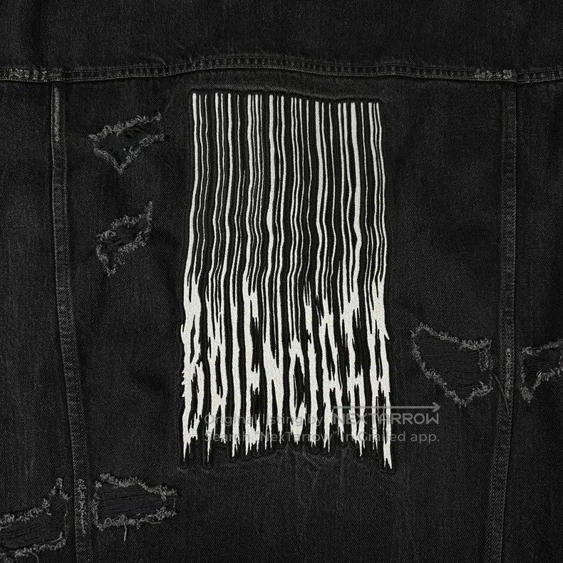 Balenciaga Balenciaga Black Embroidery Distressed Denim Jacket Size US M / EU 48-50 / 2 - 5 Thumbnail