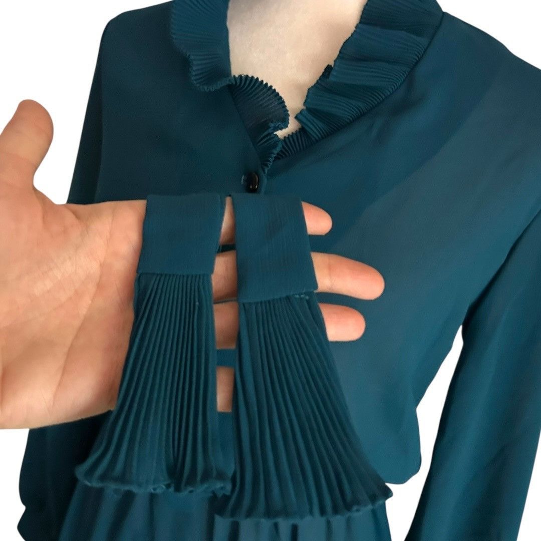 Other Vintage California Cartel Teal Sheer Long Sleeve Dress w/ ma Size M / US 6-8 / IT 42-44 - 4 Thumbnail