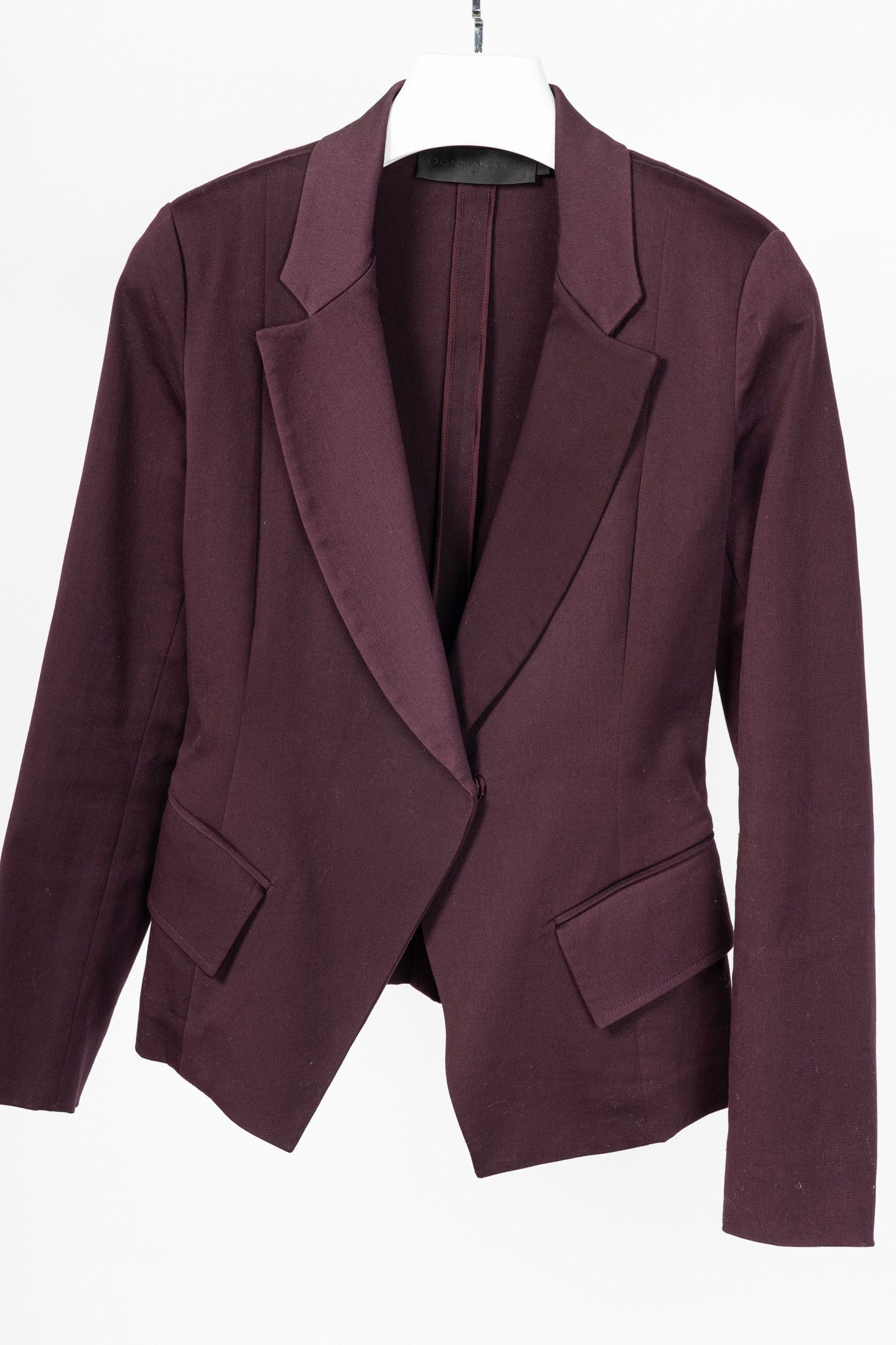 Donna Karan Donna Karan New York Burgundy Cotton-Ponte Blazer Size M / US 6-8 / IT 42-44 - 3 Thumbnail