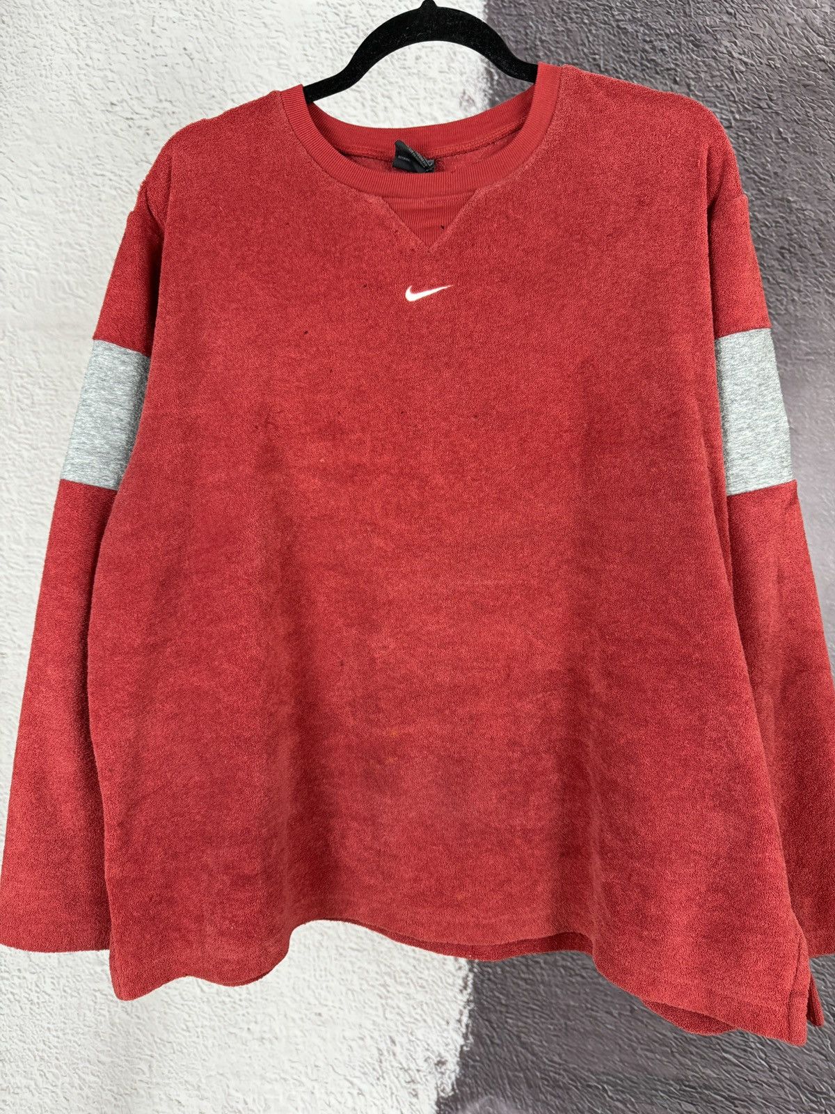 Nike Nike vintage y2k fleece double swoosh distressed sweatshirt Size US L / EU 52-54 / 3 - 8 Thumbnail