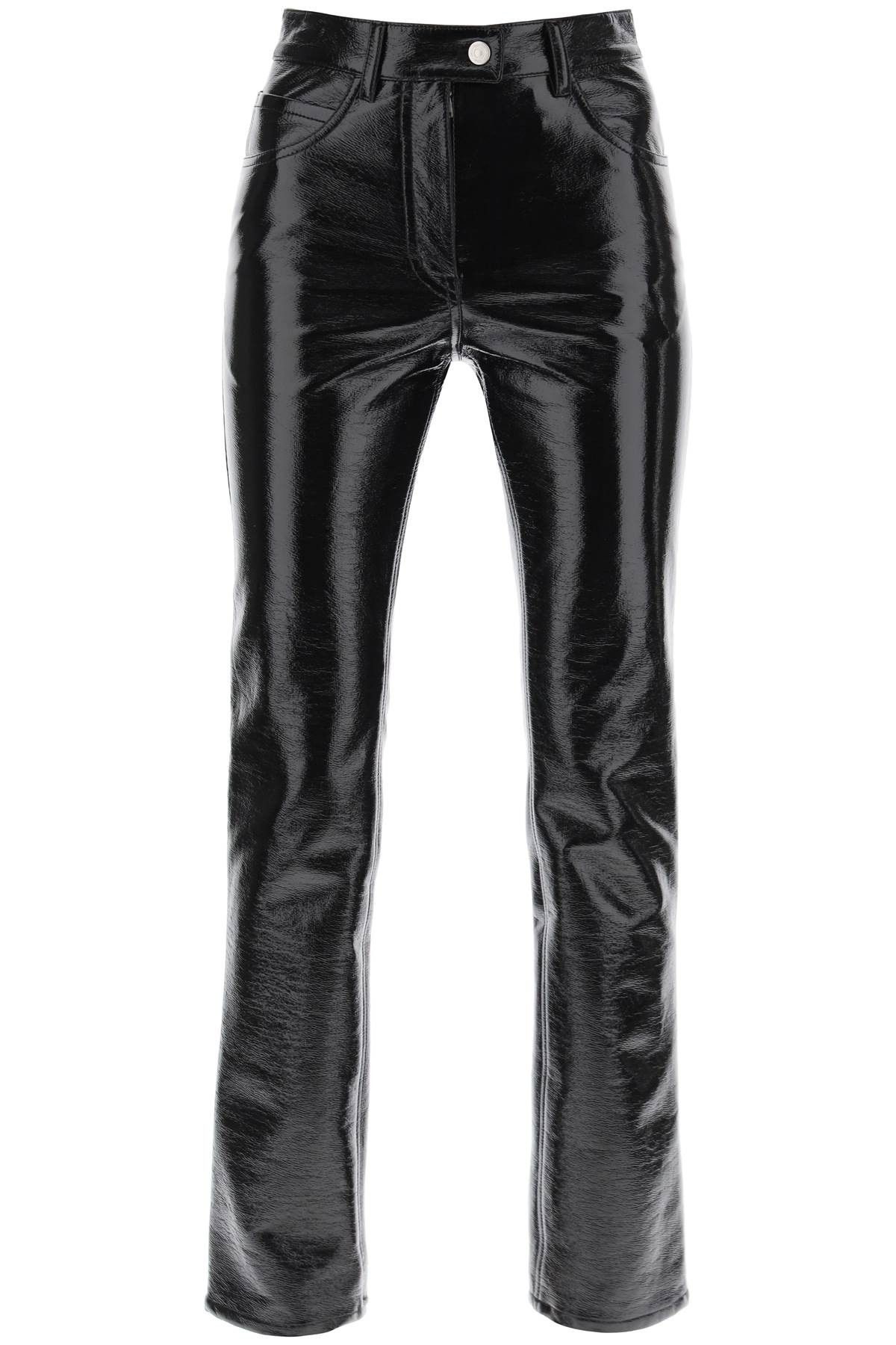 image of Courreges Vinyl-Effect Coated Cotton Pants in Black, Women's (Size 26)