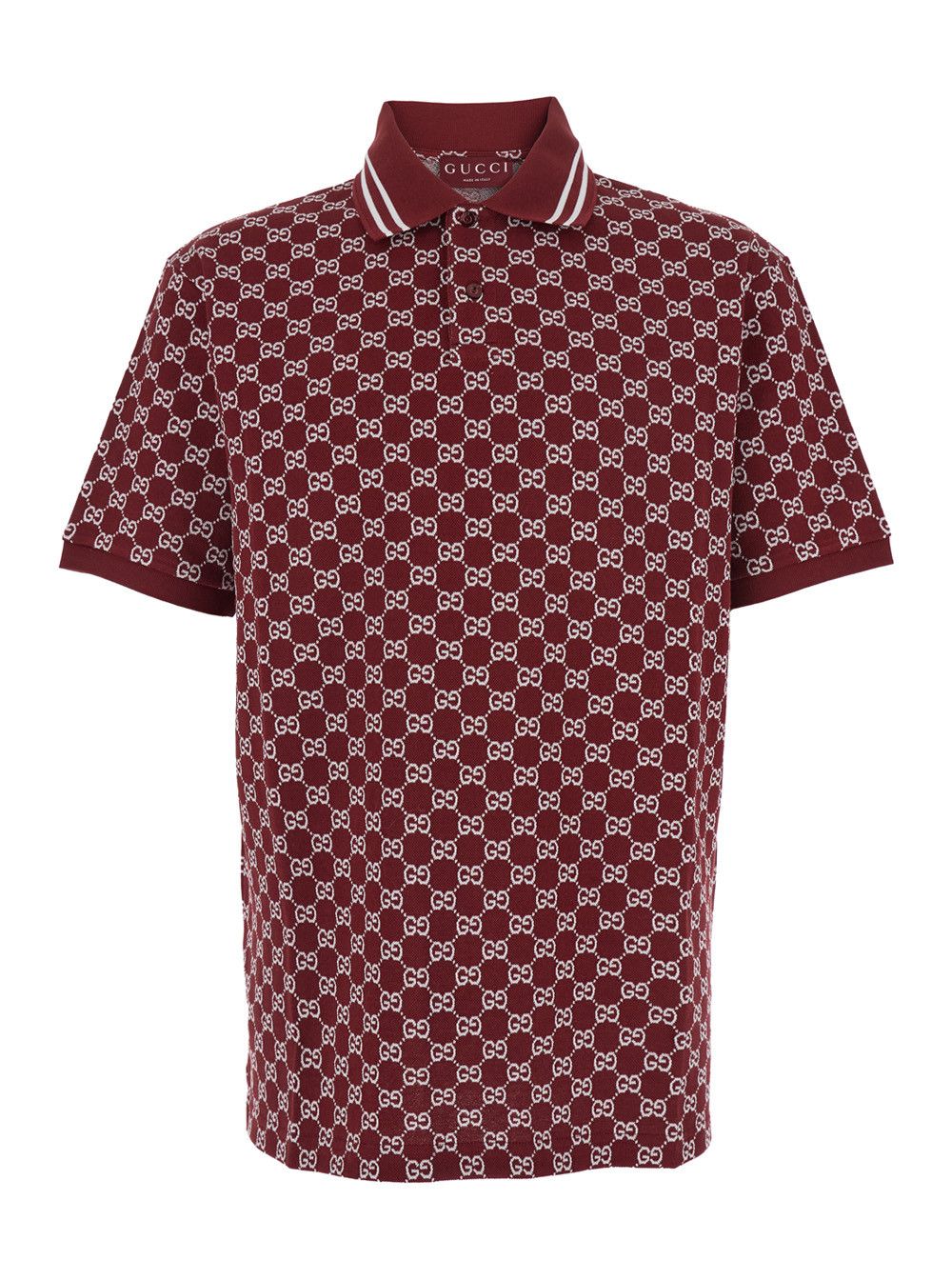 Gucci Red Polo shirt with Classic Collar and GG Jacquard Motif in Cotton for Men Size US XL / EU 56 / 4 - 1 Thumbnail