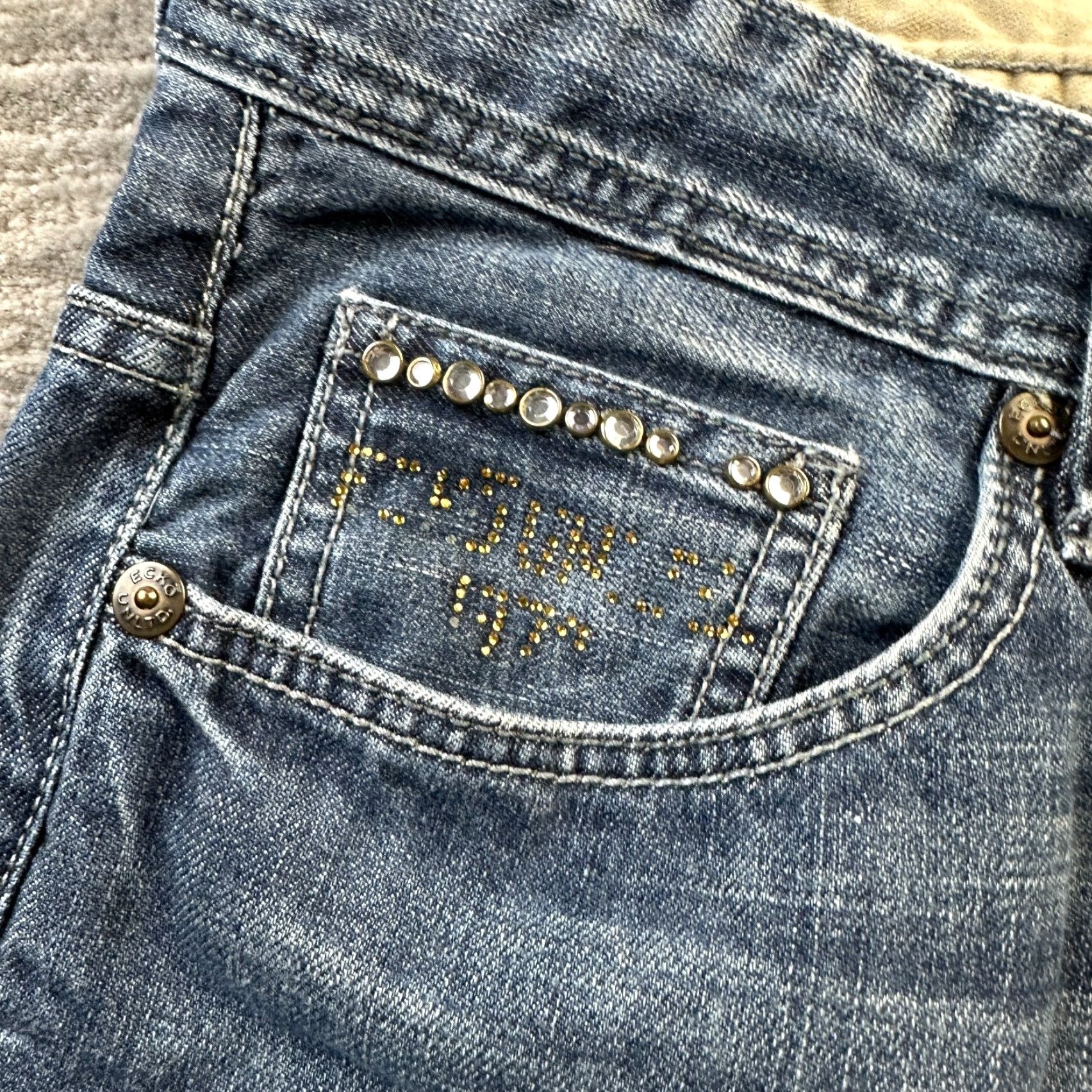 Ecko Unltd. VINTAGE Ecko Unltd Jeans Mens 36x30 Gray Denim Pants Y2K Rhinestones Baggy 10" Jeans Size US 36 / EU 52 - 4 Thumbnail