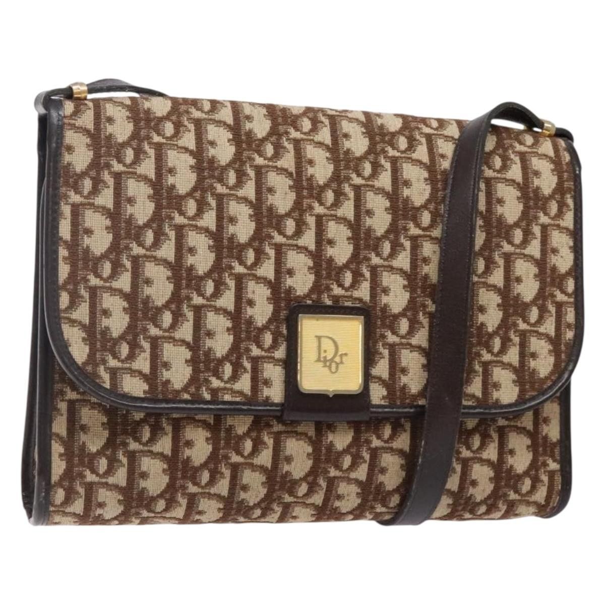 Dior DIOR Trotter Canvas Shoulder Bag Brown Gold Size ONE SIZE - 1 Thumbnail