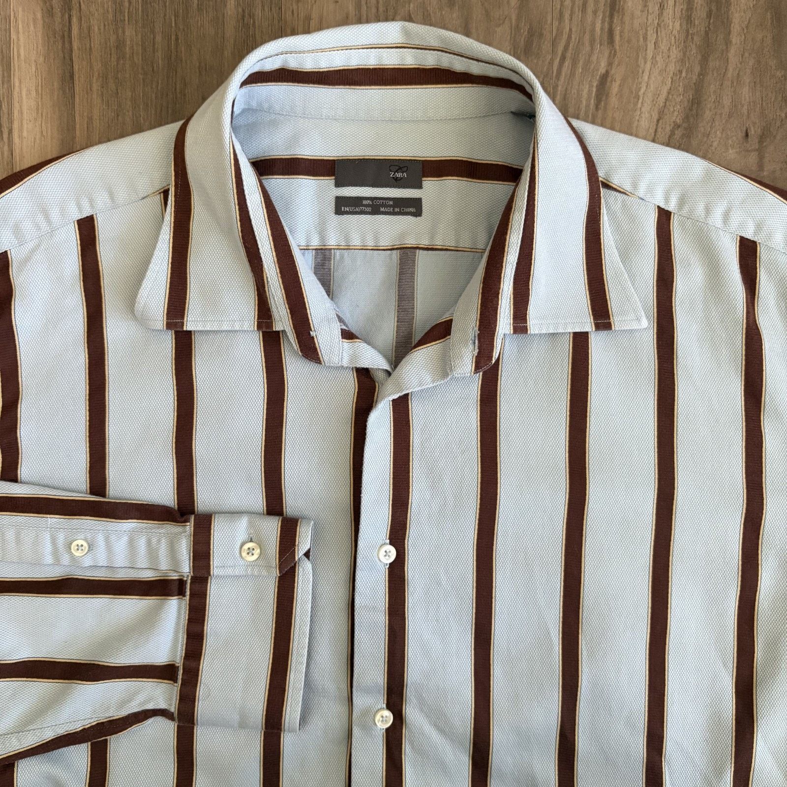 zara mens dress shirts Zara Mens Pastel Green Dress Shirt Size 15 EUR 40 Long Sleeve Button Up