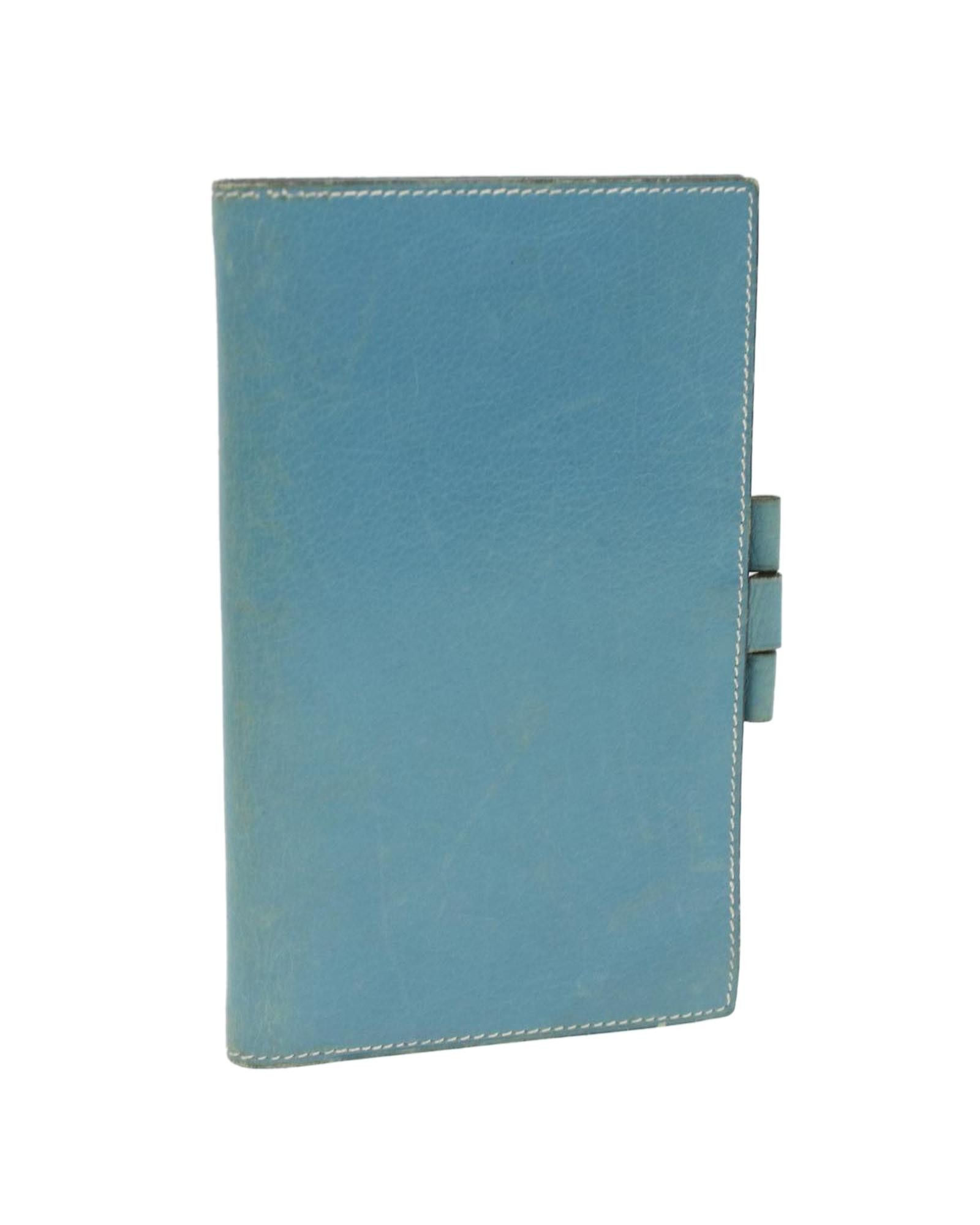 image of Hermes Leather Blue Day Planner Cover, Women's