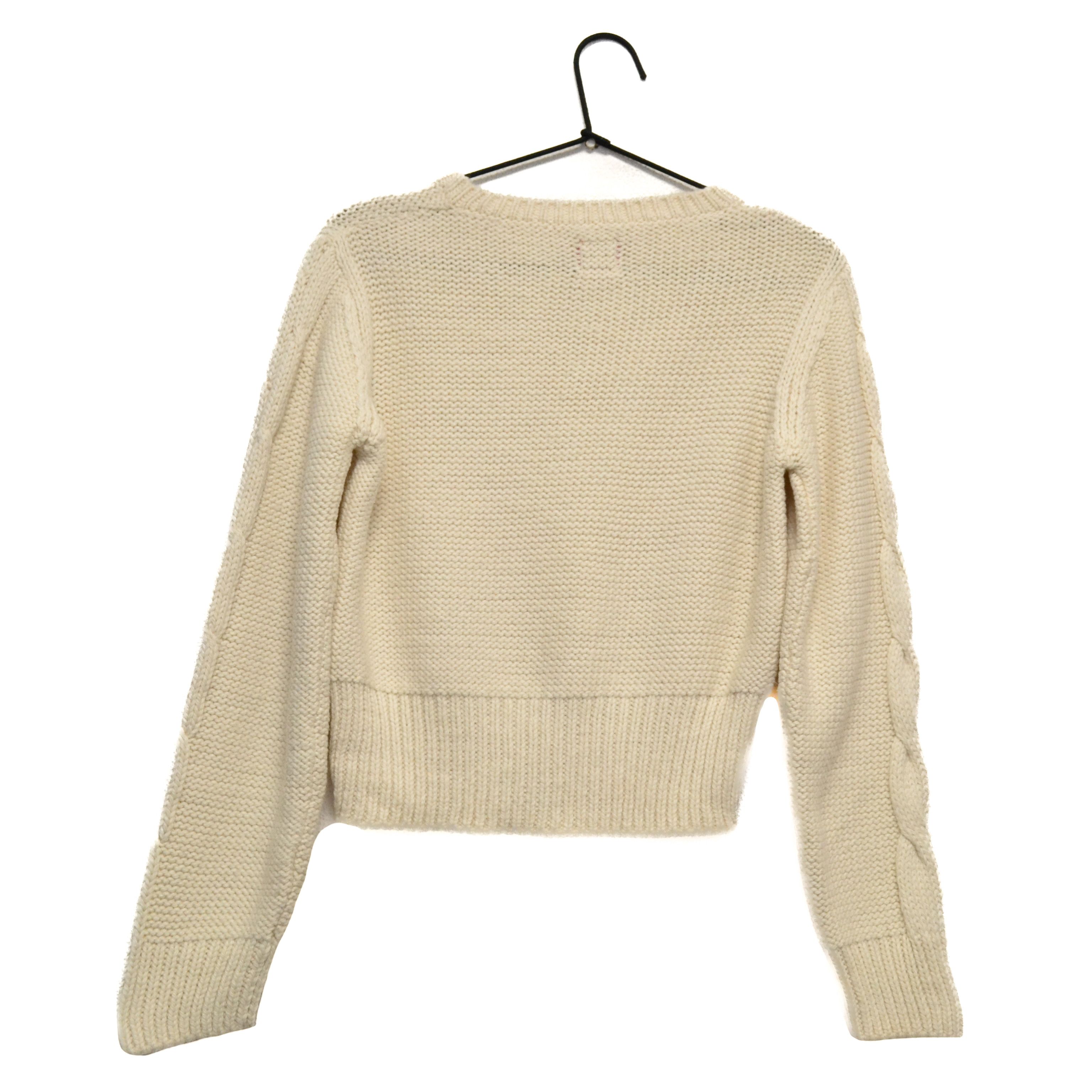 Miss Sixty Miss Sixty Y2K Cable Knit Wool Acrylic Beige V-Neck Sweater Size M / US 6-8 / IT 42-44 - 8 Thumbnail