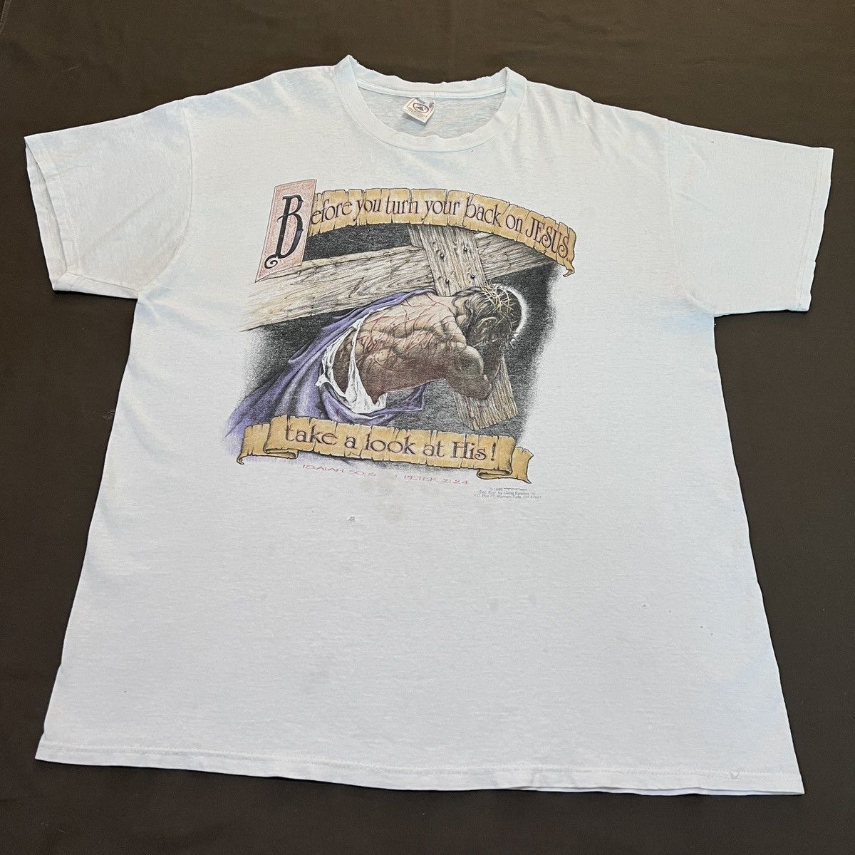 Vintage Vintage 90s Before You Turn Your Back On Jesus Tee XL Faded Size US XL / EU 56 / 4 - 4 Thumbnail