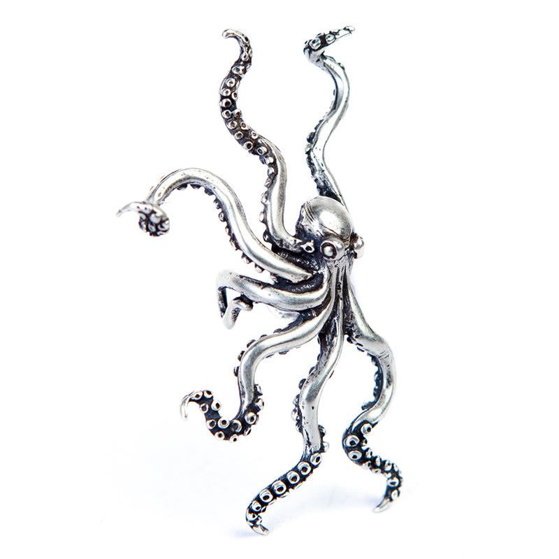 Jewelry Sea monster octopus Earrings One Pairs Chrome Jewelry Size ONE SIZE - 6 Thumbnail