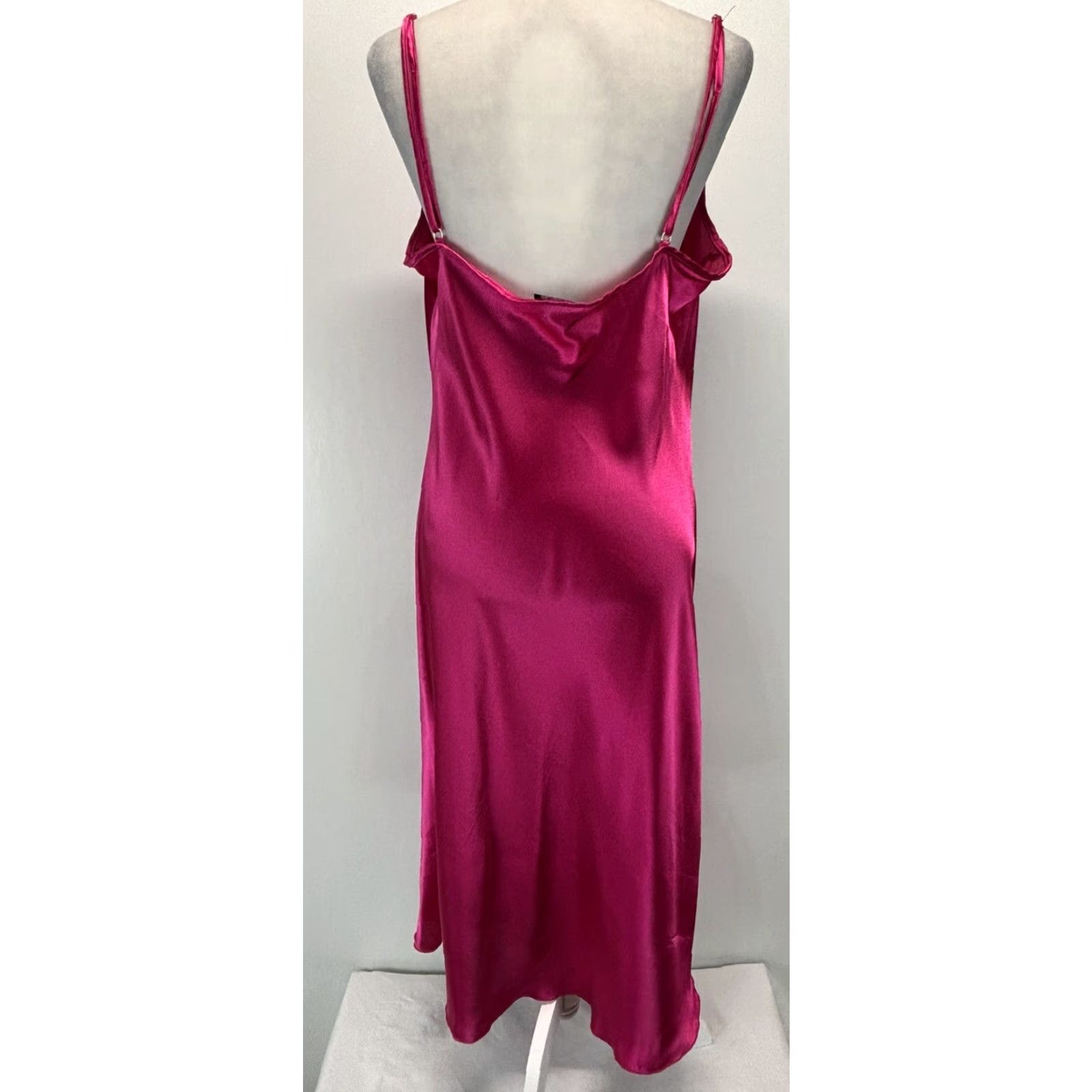Bebe Vtg bebe Satin Midi Slip Dress Sz Large Pink Draped Y2K 90’s Made USA Size L / US 10 / IT 46 - 3 Thumbnail