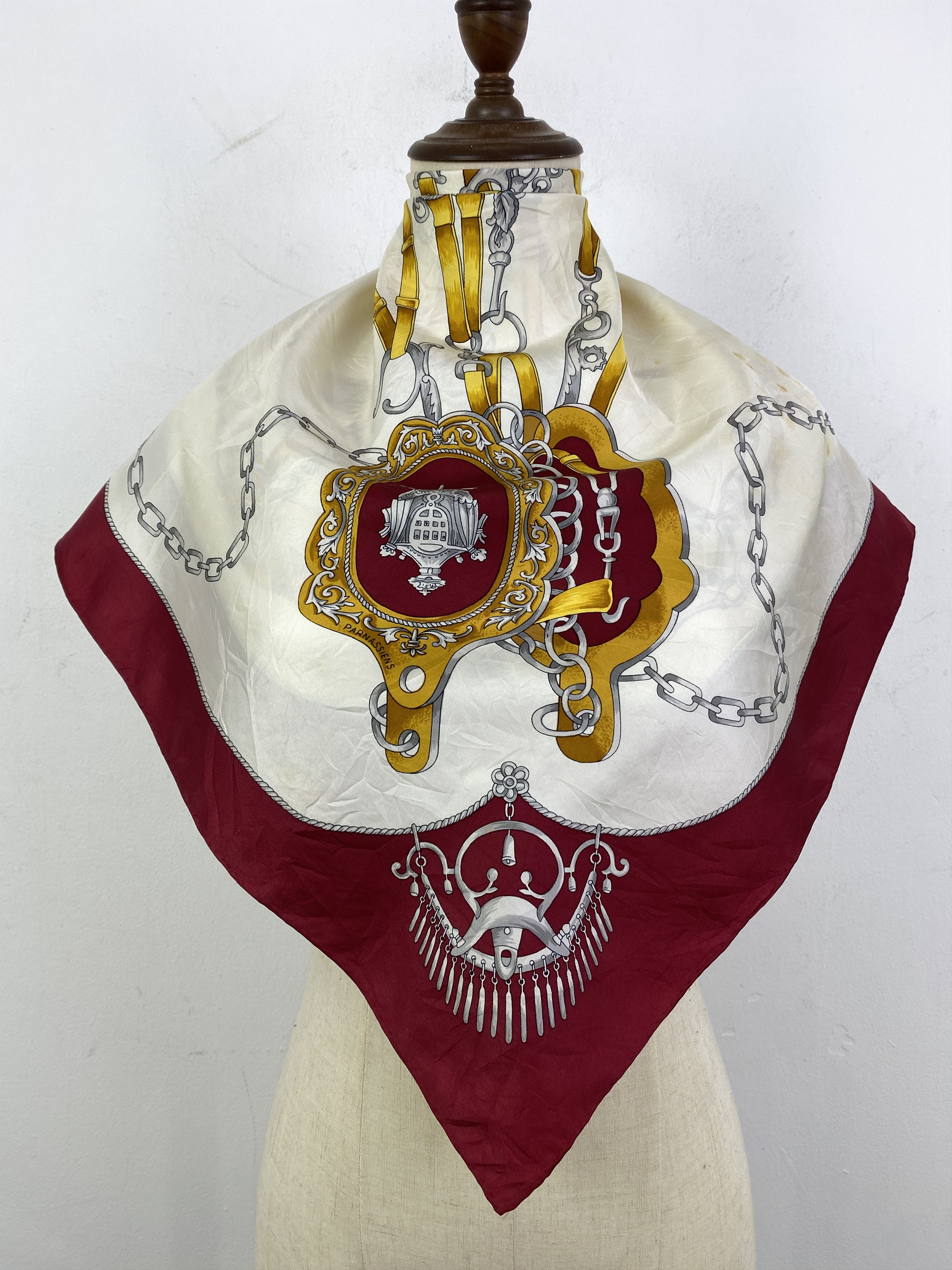 Japanese Brand Cest Bien Tassel Silk Scarf / Silk Shawl SN0249 Size ONE SIZE - 1 Thumbnail