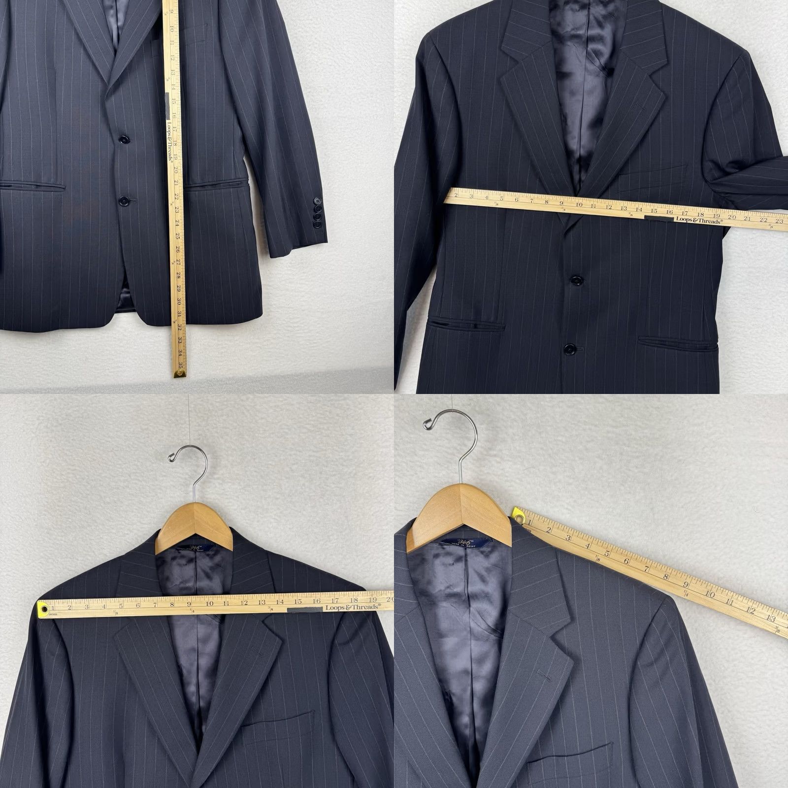 Brooks Brothers Brooks Brothers 346 Stretch Mens Suit 2 Piece Navy Blue Pinstripe Wool Blend Blazer Jacket Notch Lapel 2-Button Regular 40R Women? Mens Size 40R - 9 Thumbnail