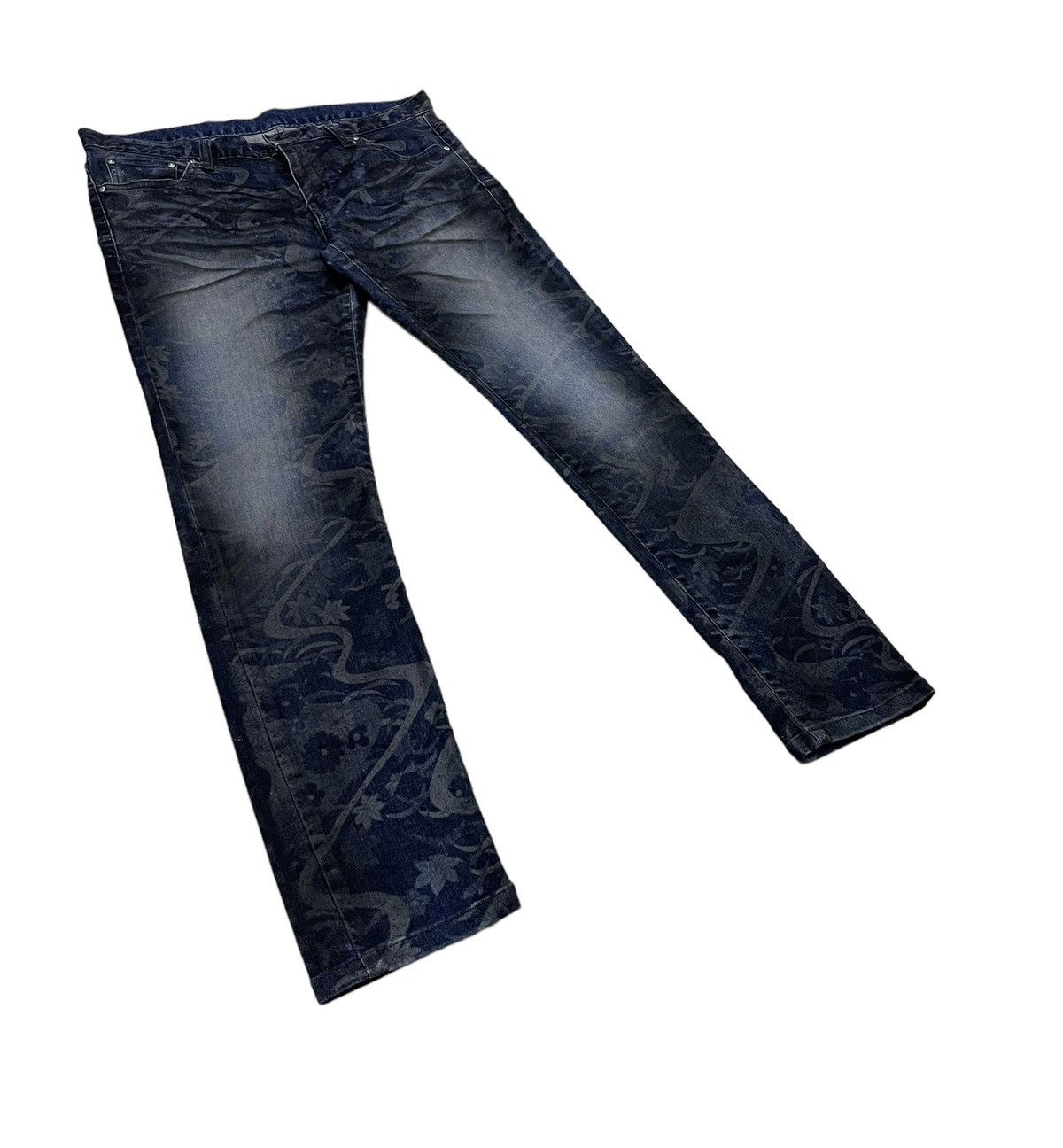 image of If Six Was Nine x Tornado Mart Japan Skinny Waxed Jeans in Blue, Men's (Size 33)