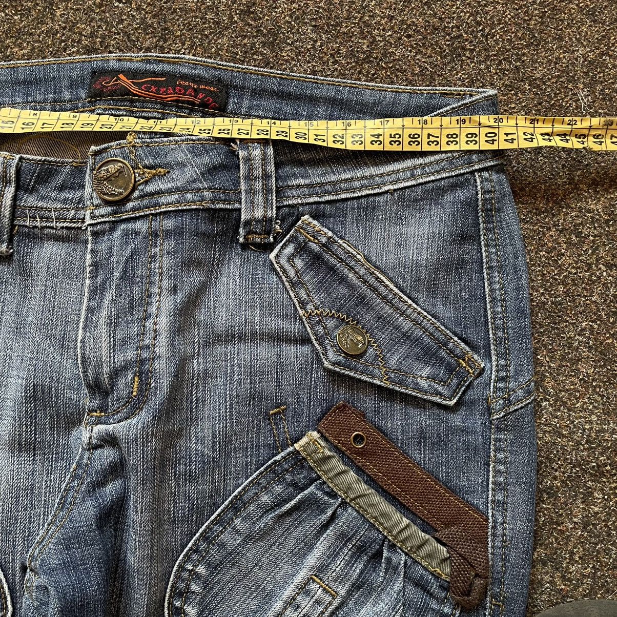 Vintage Y2K Baggy Flared Distressed Jeans Multi Pocket Skater Swag Size 32" / US 10 / IT 46 - 7 Thumbnail