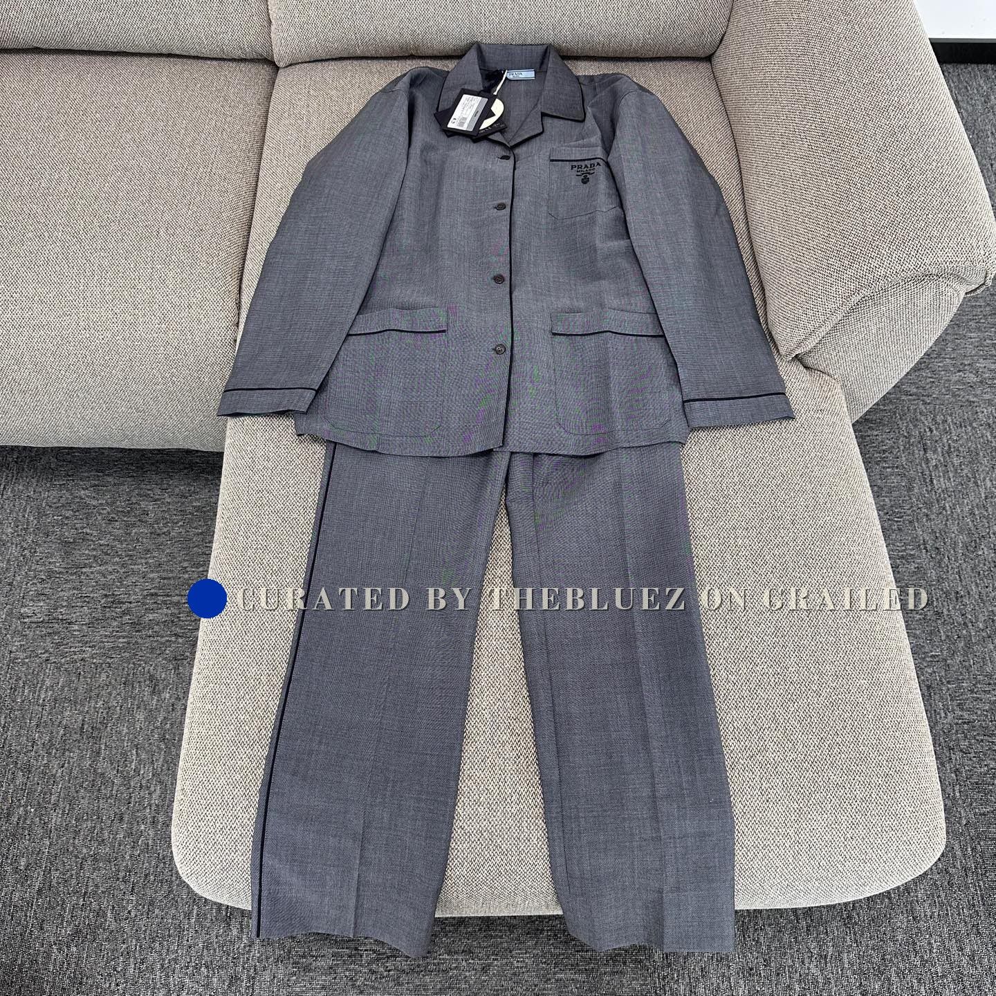 Prada Prada Gray Silk Loose Loungewear Set XS Size ONE SIZE - 1 Thumbnail