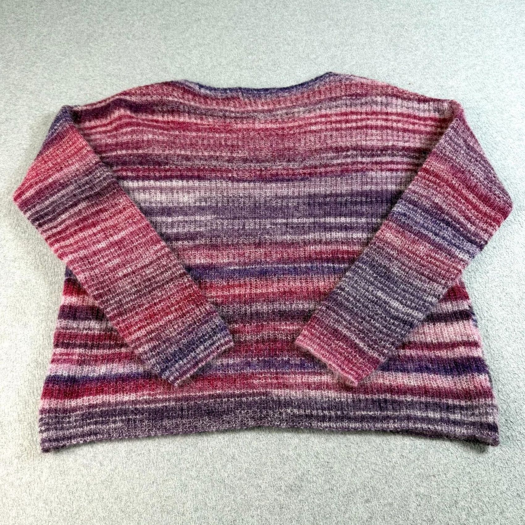 Vintage Elsamanda Sweater Women M Pink Wool Alpaca Mohair Italy Striped Bohemian Crew Neck Long Sleeve Knitted Pullover Size M / US 6-8 / IT 42-44 - 2 Thumbnail