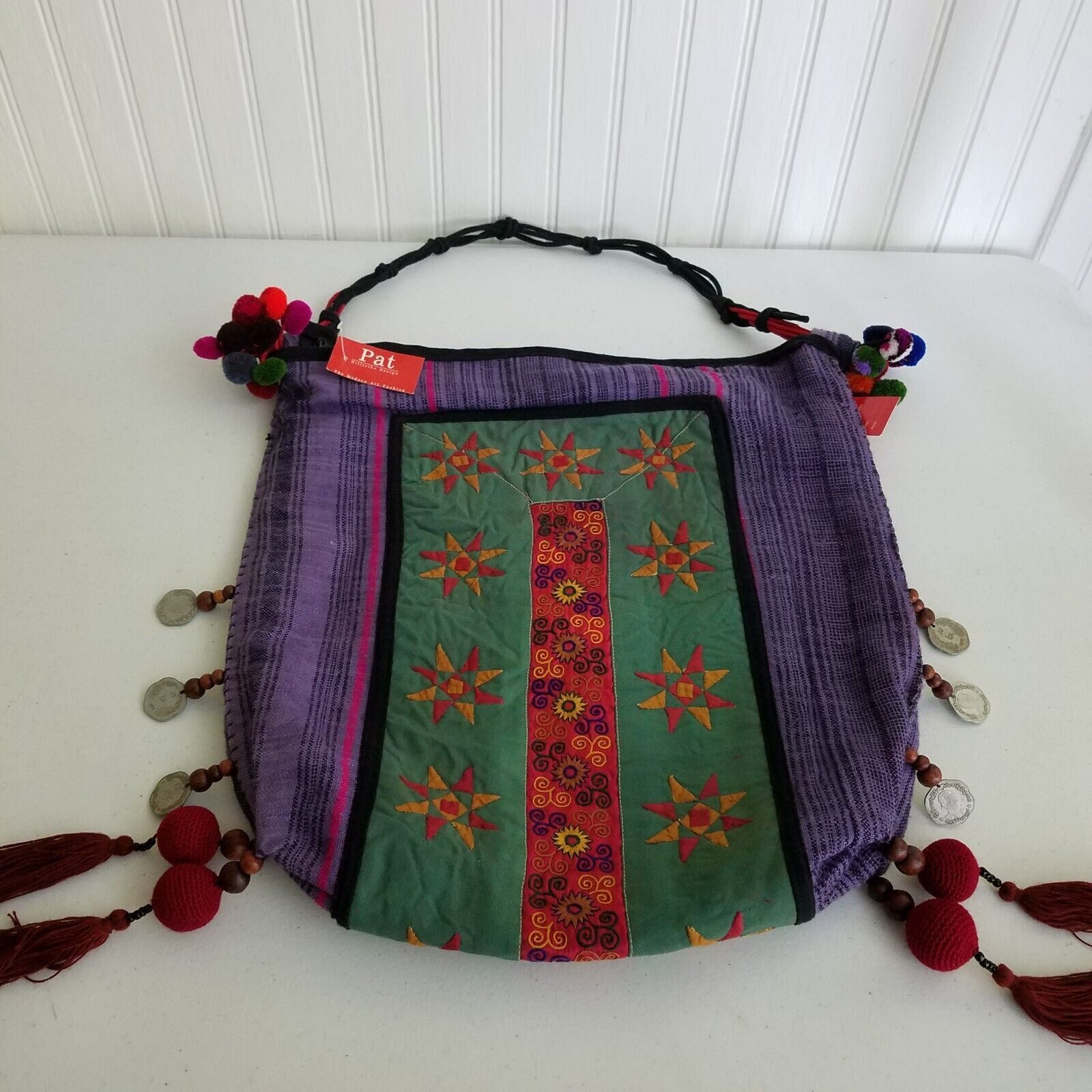 Vintage Pat Hilltribe Handmade Hippie Boho Bag Purse Handbag Tribal Size ONE SIZE - 8 Thumbnail