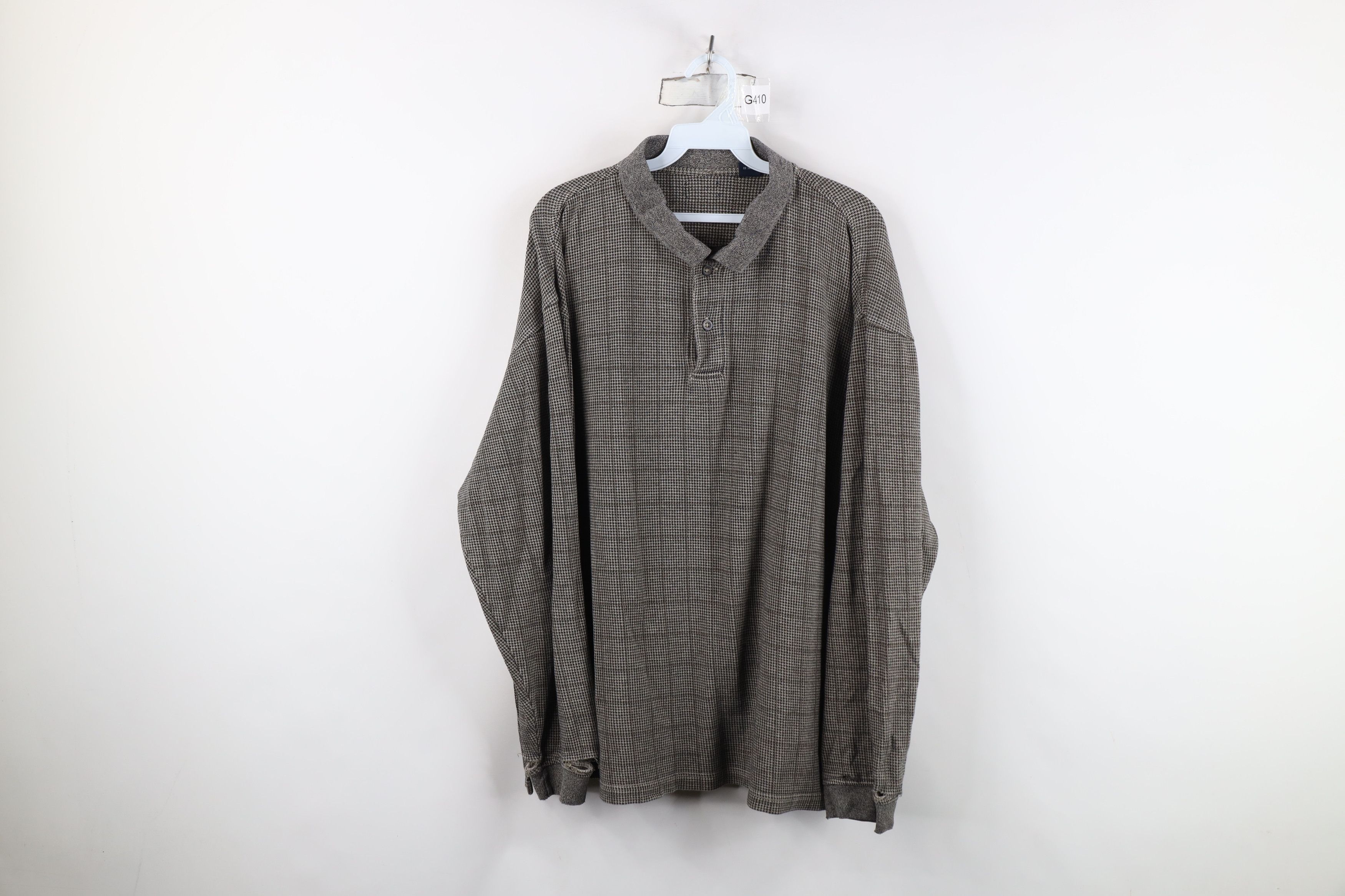 Vintage Vintage 90s Streetwear Houndstooth Long Sleeve Rugby Polo Size US XL / EU 56 / 4 - 1 Thumbnail
