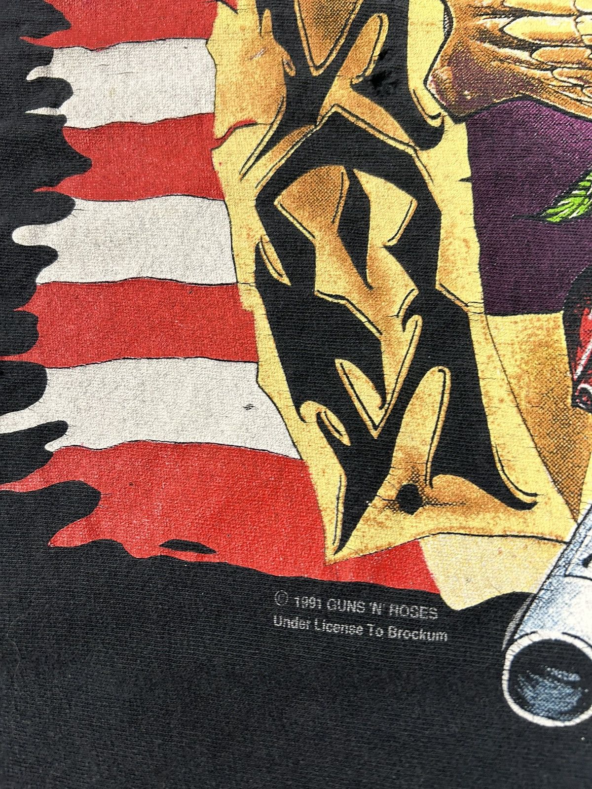 Band Tees Crazy Thrashed Vintage Guns n Roses 1991 Black Band T-Shirt Size US XL / EU 56 / 4 - 3 Thumbnail