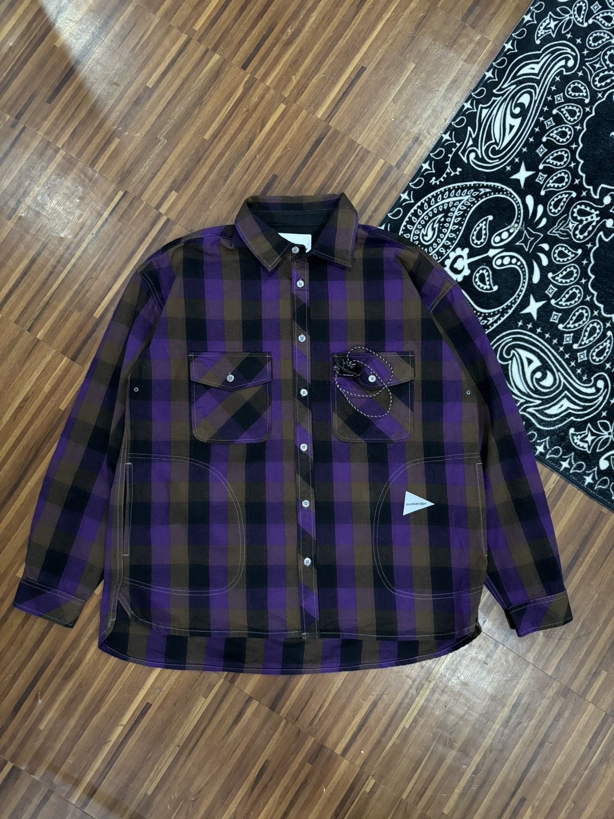 image of And Wander Thermonel Check Flannel in Plaid, Men's (Size XL)