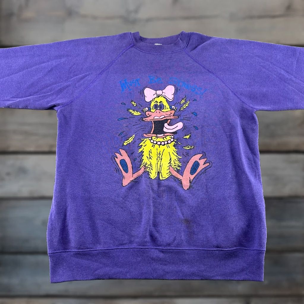 Musto VINTAGE Sweatshirt Mens L Purple Pullover Duck Graphic 90s USA FDA? Size US L / EU 52-54 / 3 - 1 Thumbnail