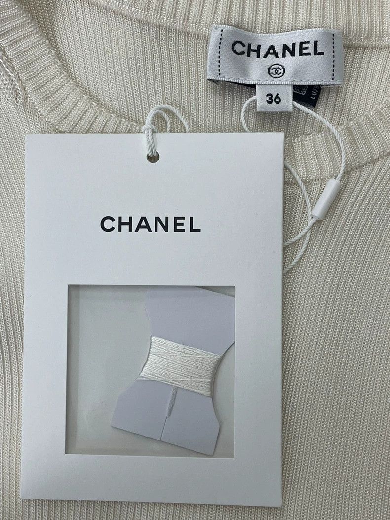 Chanel Chanel White knitted lace sleeveless vest Size XS / US 0-2 / IT 36-38 - 4 Thumbnail