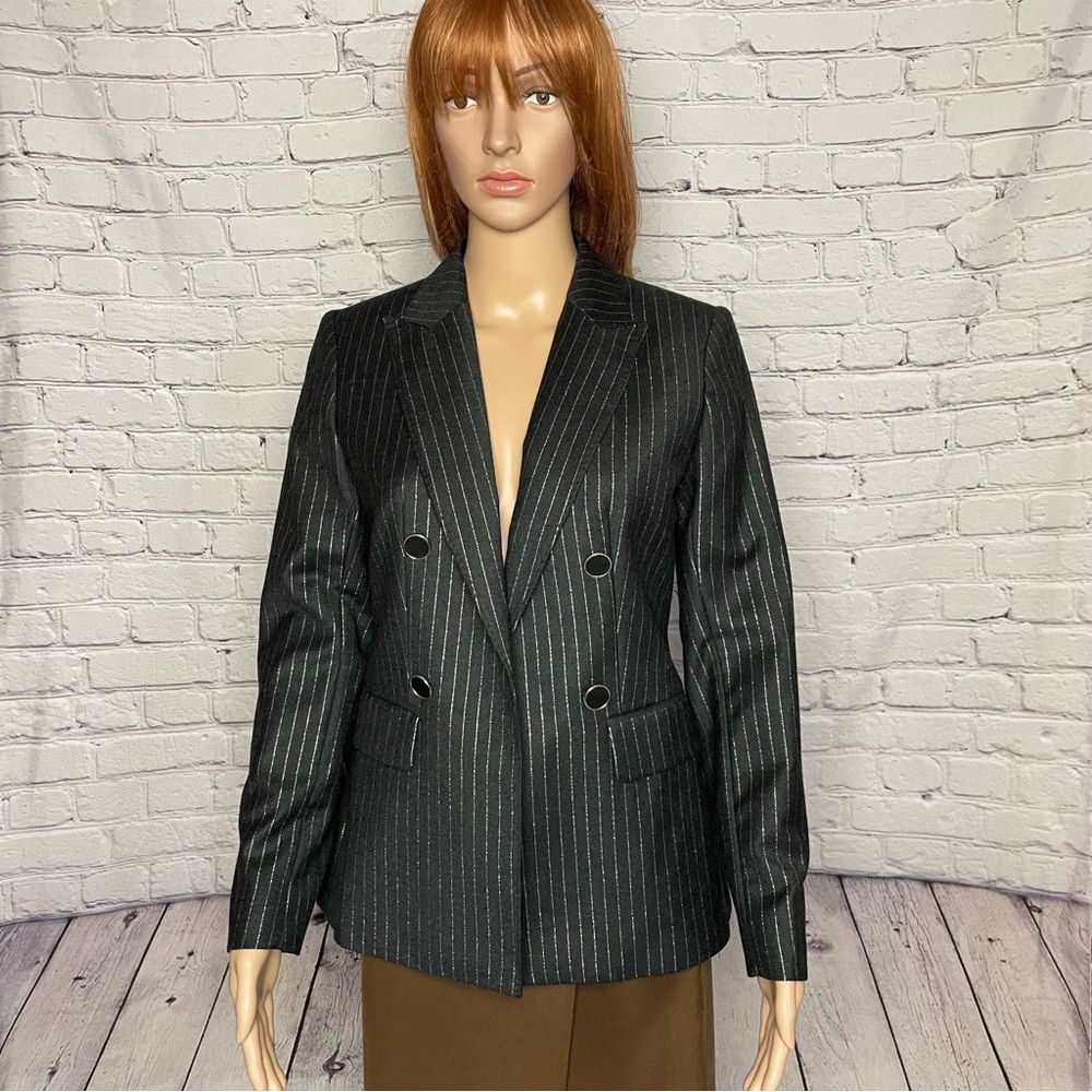 Massimo Dutti NWT New Massimo Dutti Wool Pinstripe Black Blazer Size 4 Size S / US 4 / IT 40 - 2 Thumbnail